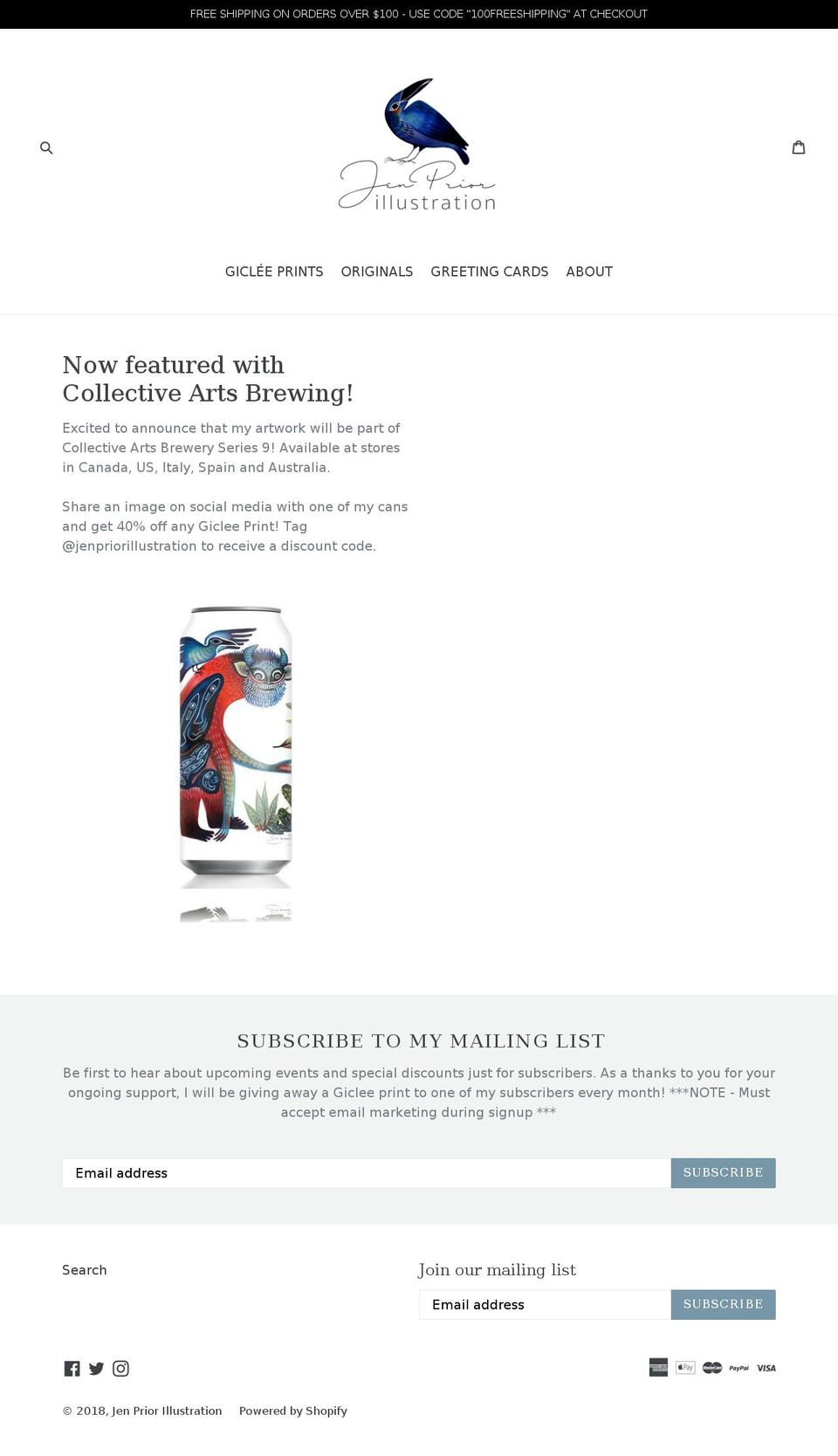 jenprior.com shopify website screenshot
