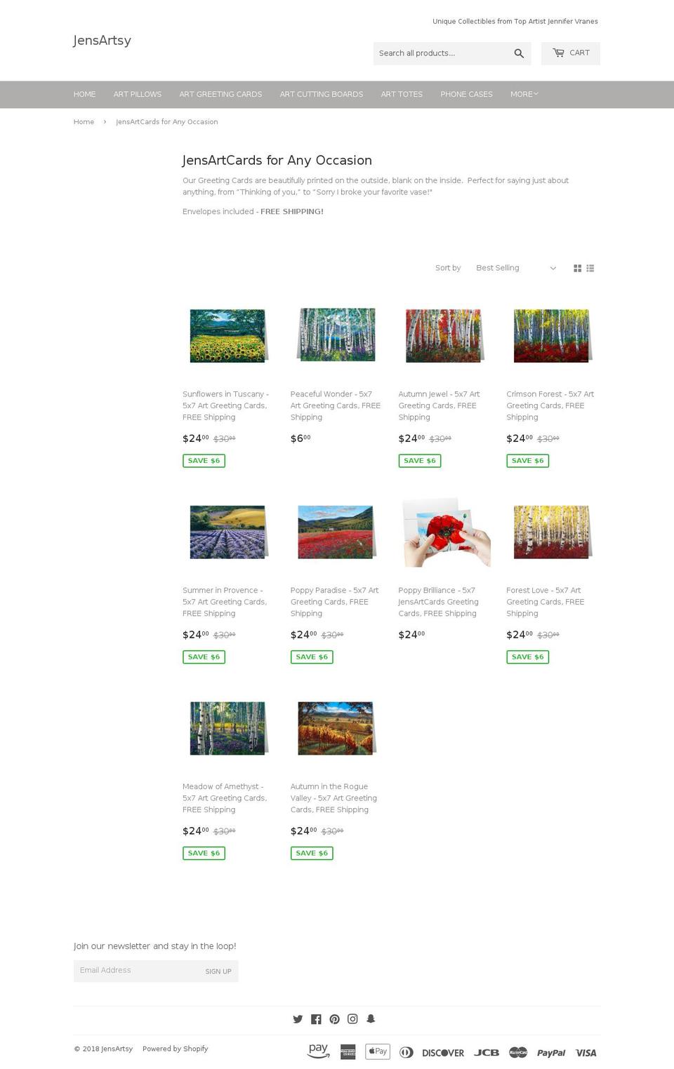 jensartcards.com — Shopify storefront screenshot