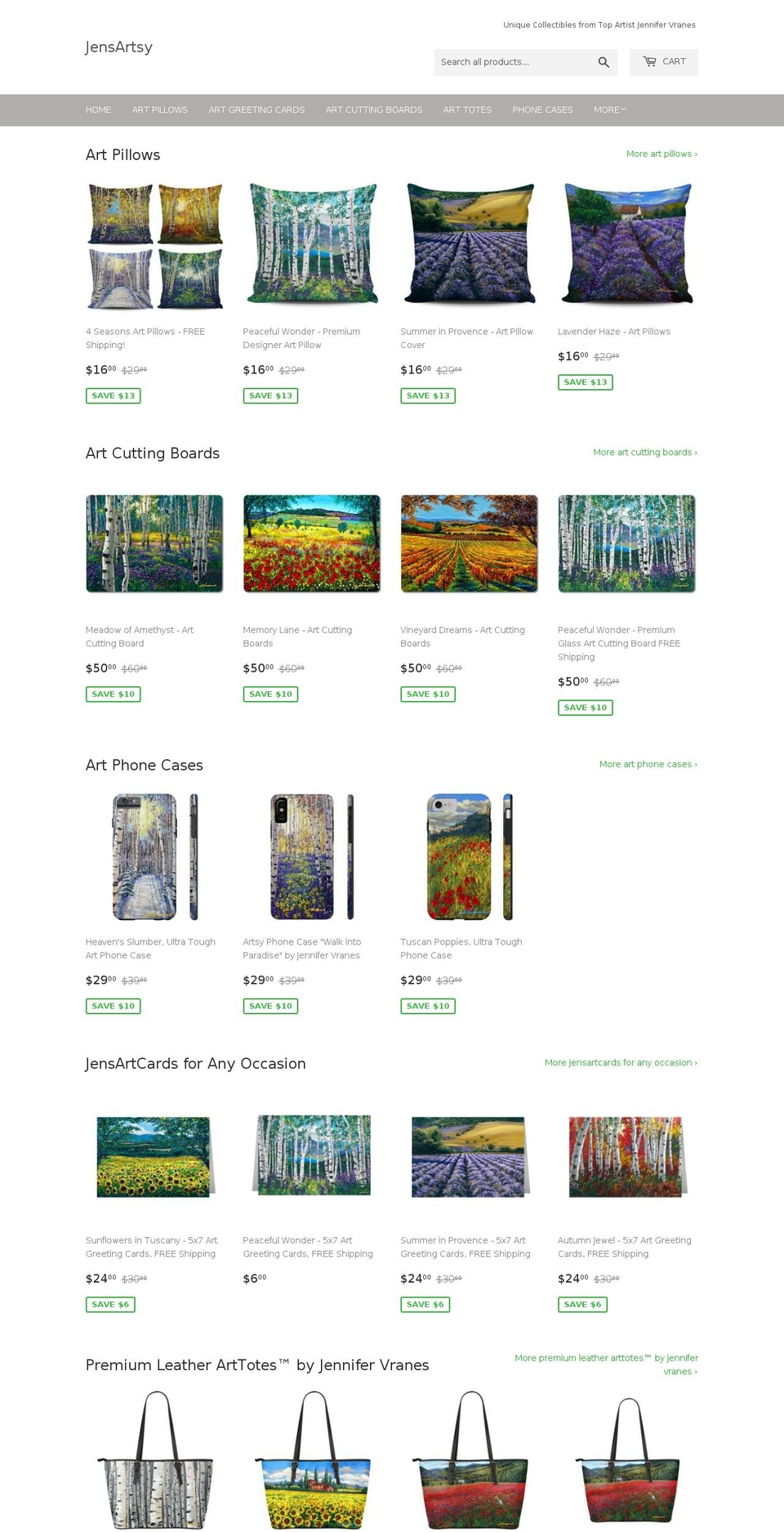 jensartsy.com — Shopify storefront screenshot