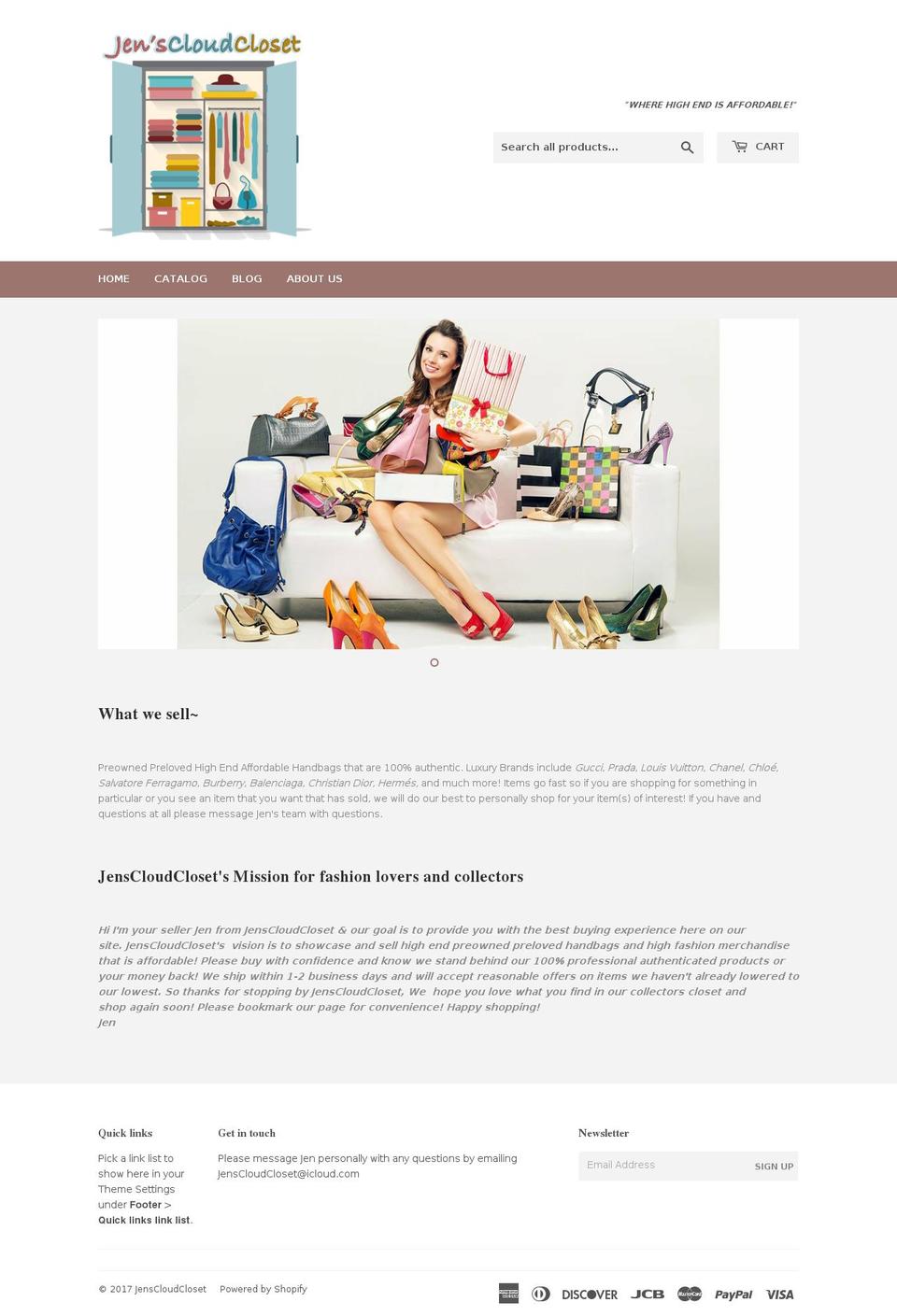 jenscloudcloset.com shopify website screenshot