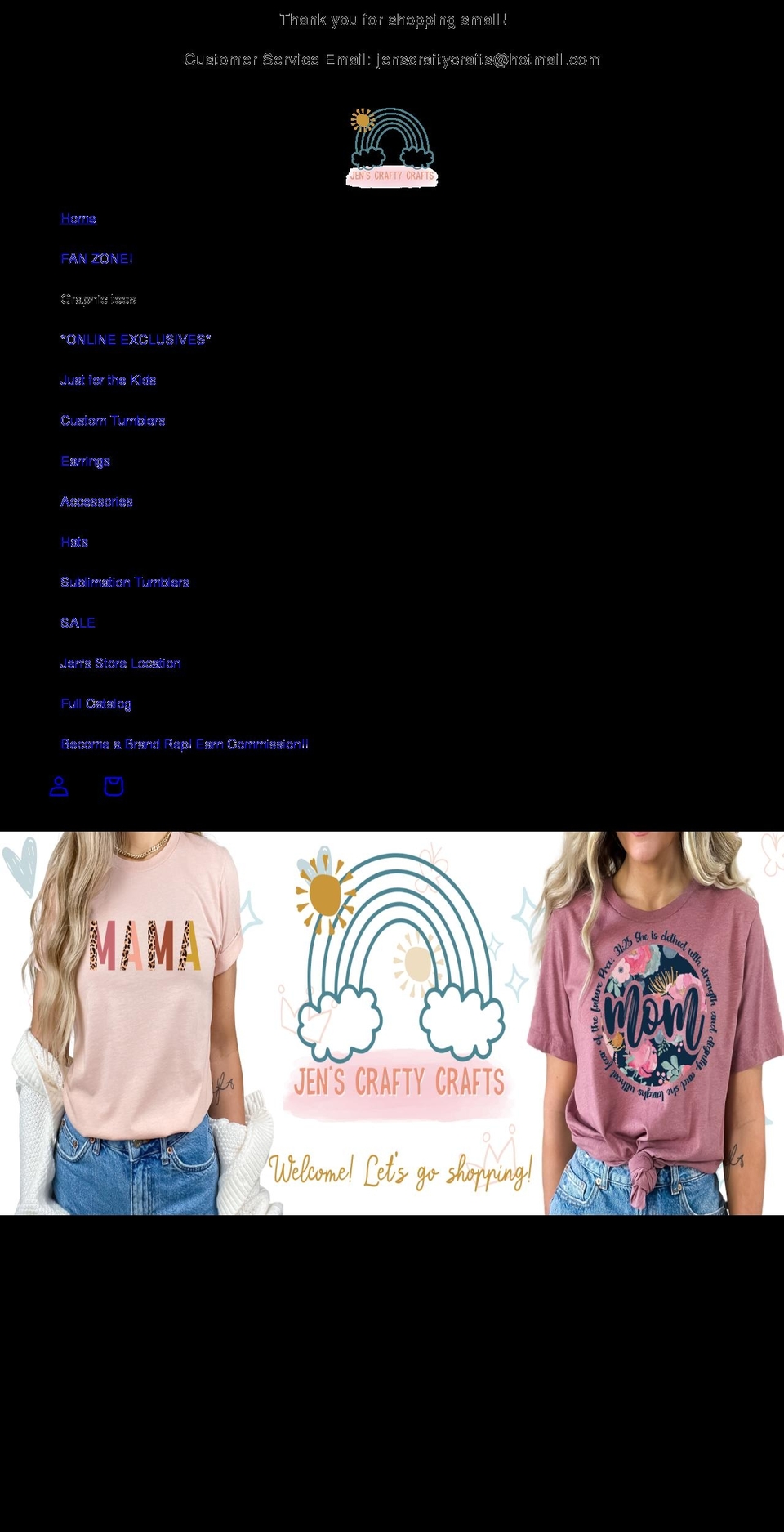 jenscraftycrafts.com — Shopify storefront screenshot