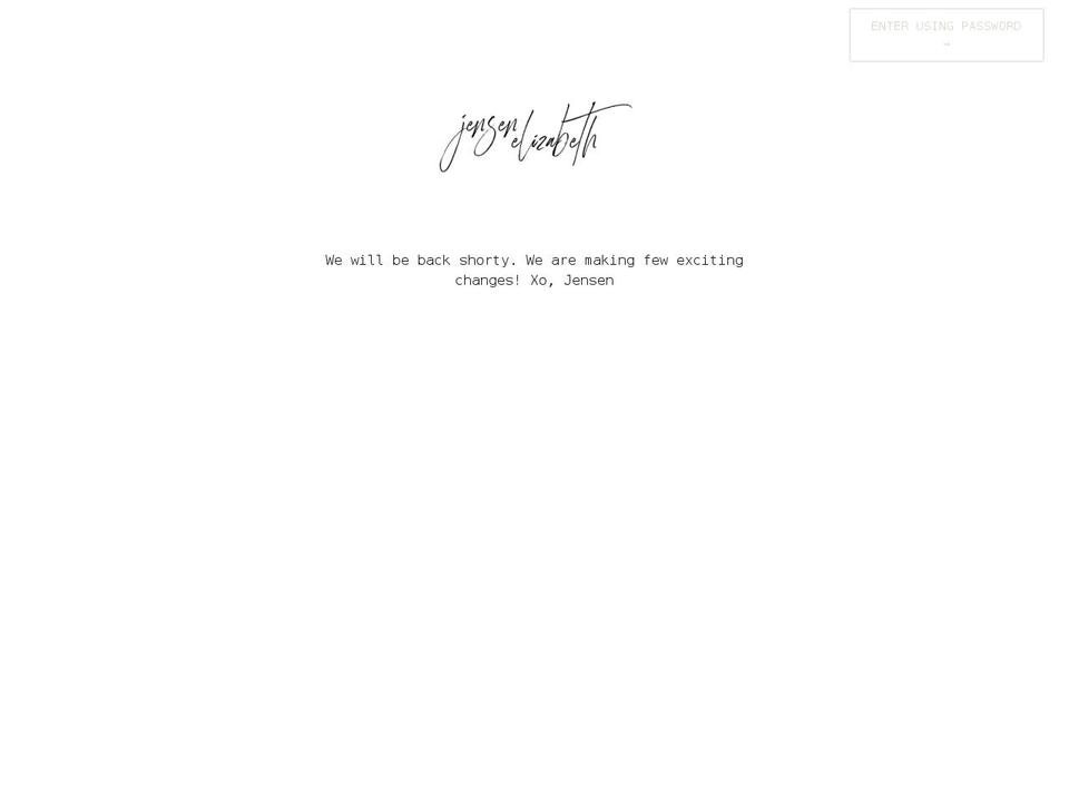 jensenelizabeth.com shopify website screenshot