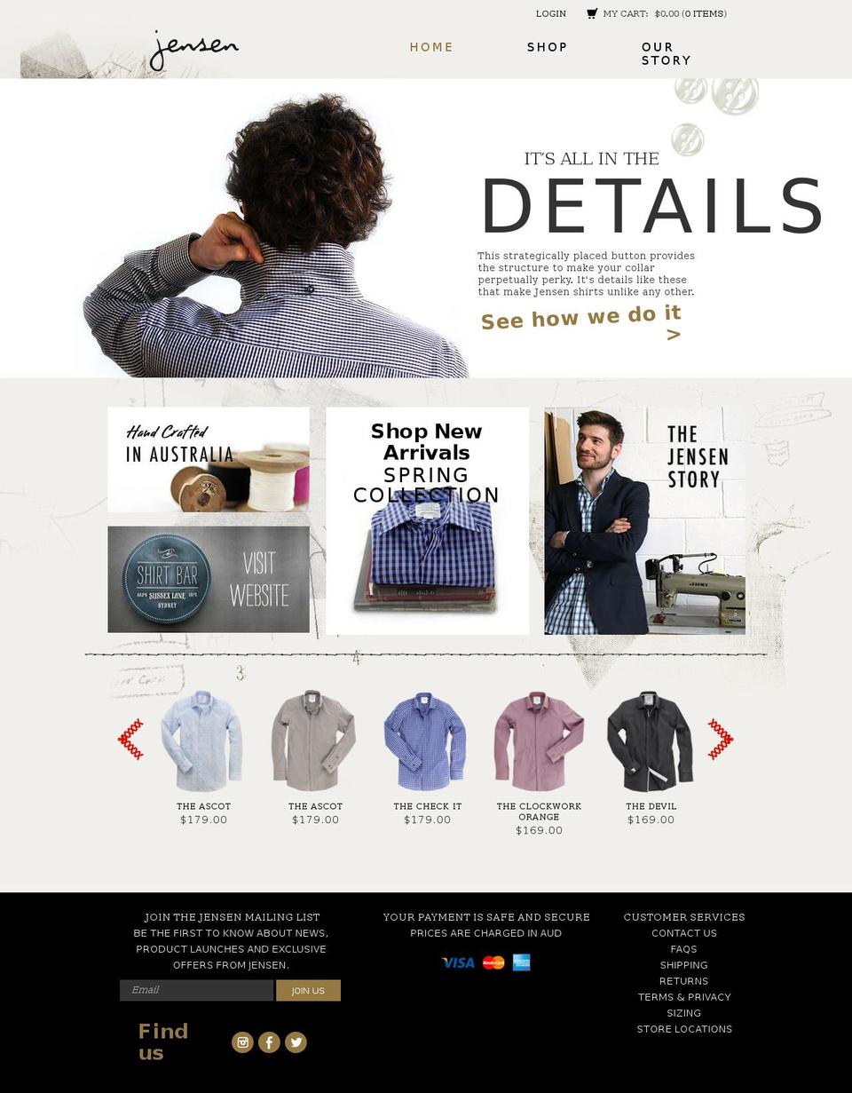 jensenshirts.com.au shopify website screenshot