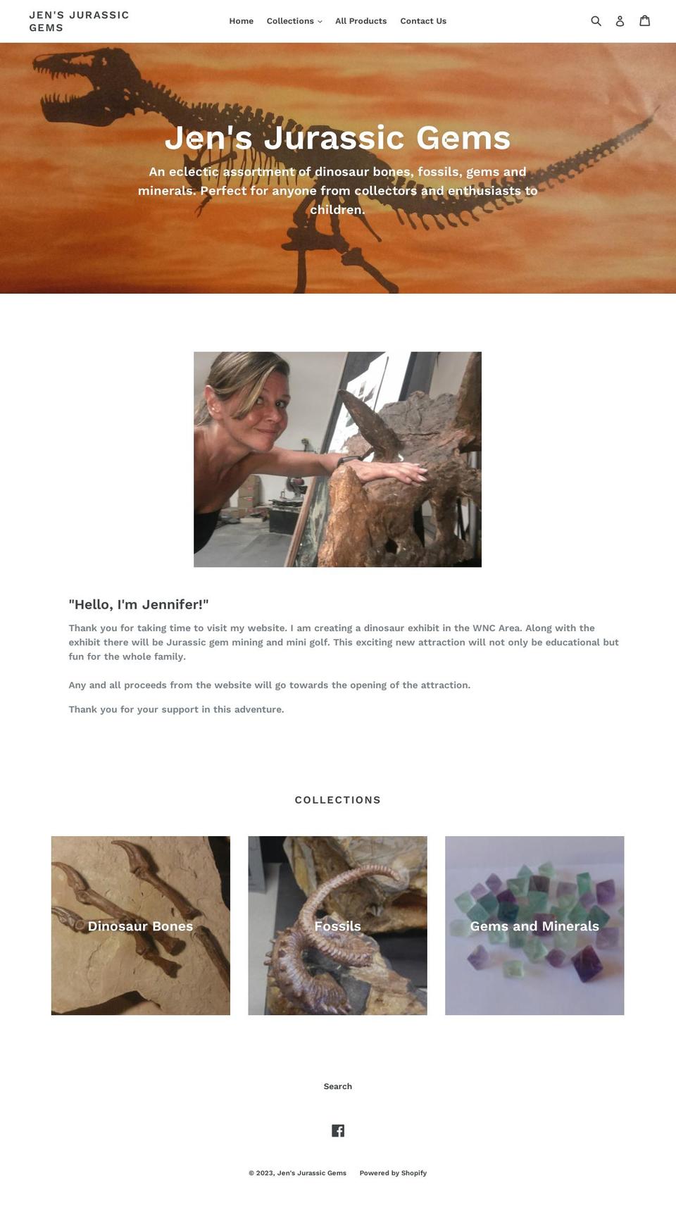 jensjurassicgems.com — Shopify storefront screenshot