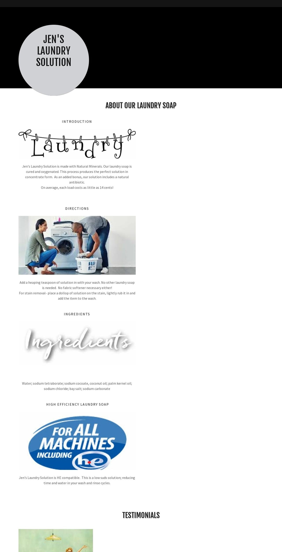 jenslaundry.com — Shopify storefront screenshot