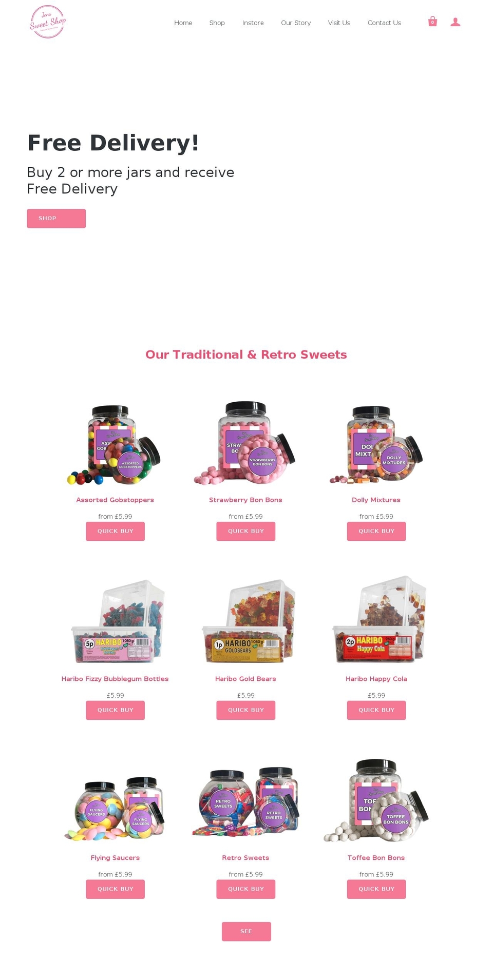 jenssweetshop.com shopify website screenshot