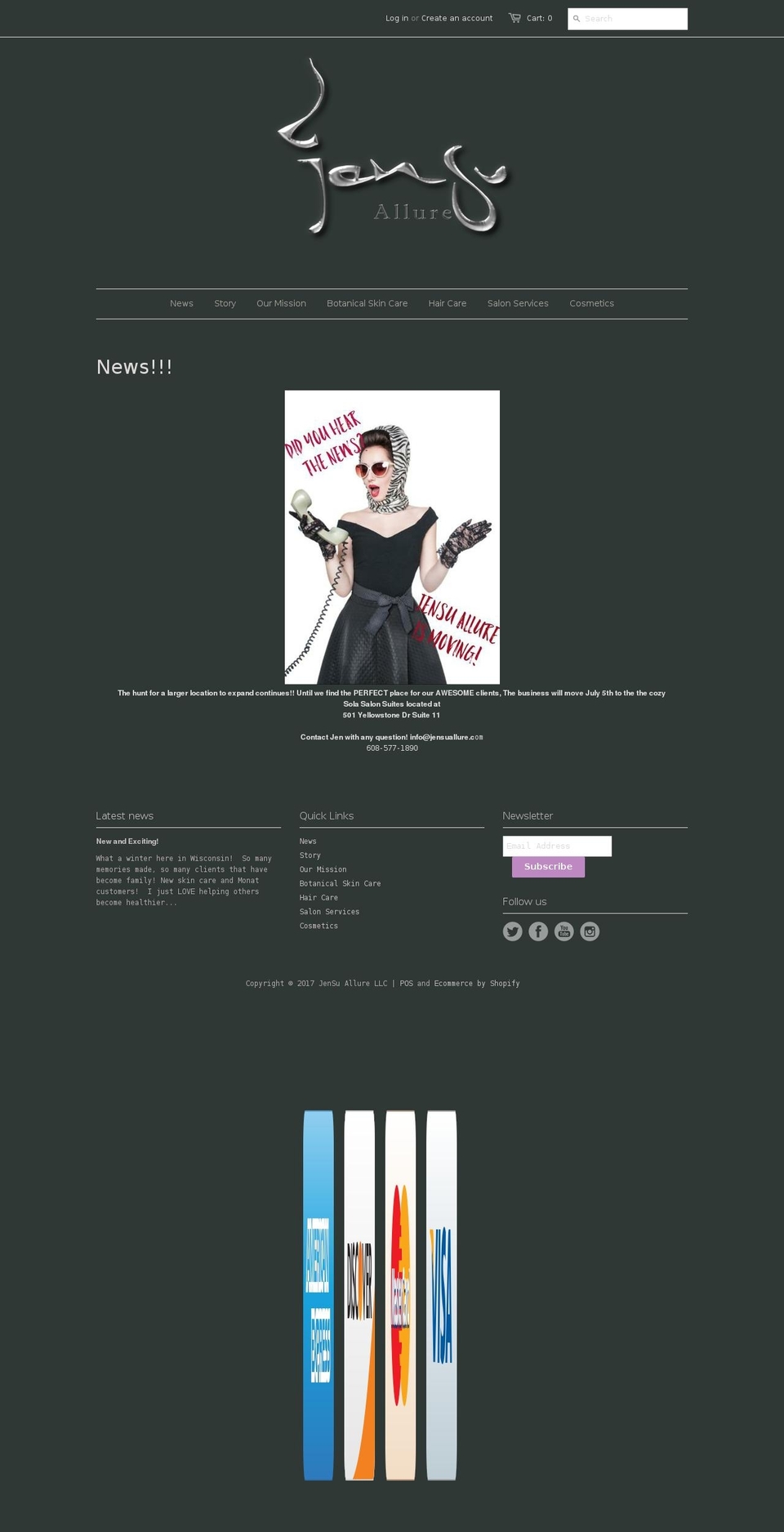 jensuallure.com shopify website screenshot