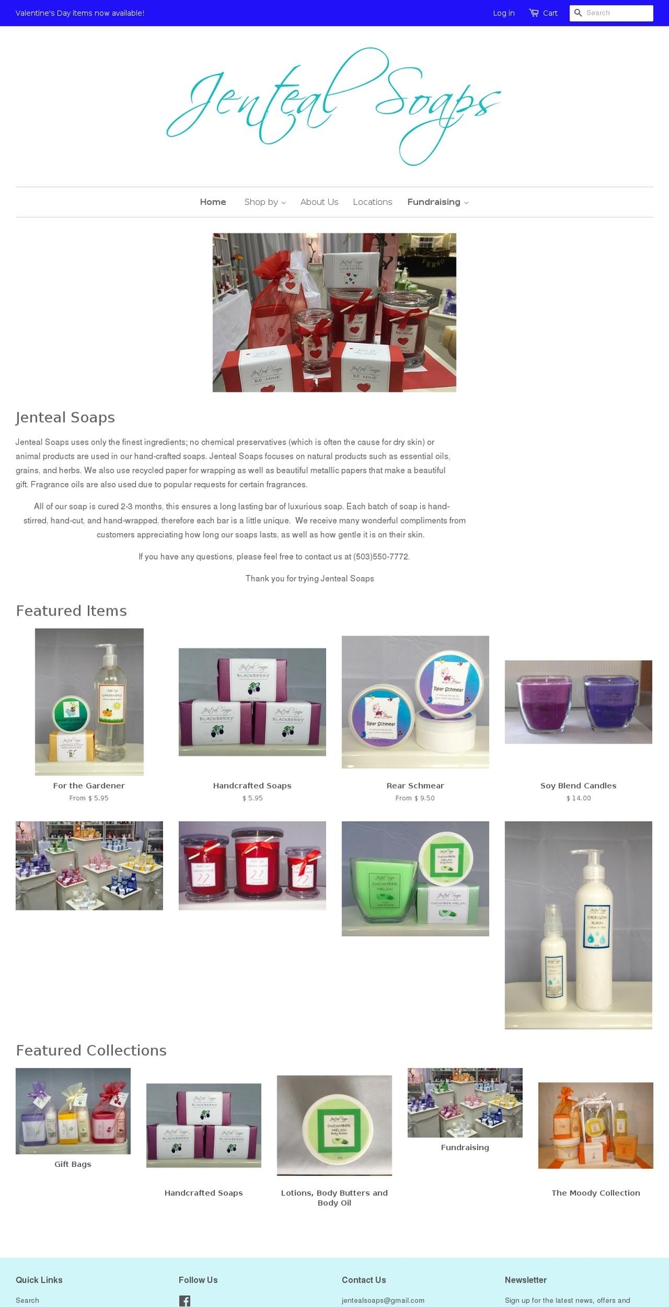 jentealsoaps.com shopify website screenshot