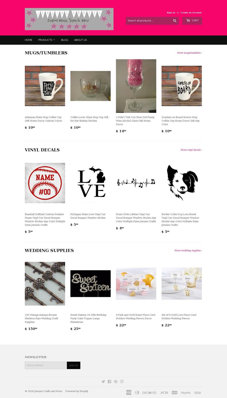 jenuinecraftsandmore.com — Shopify storefront screenshot