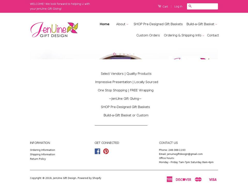 jenuinegiftdesign.com — Shopify storefront screenshot