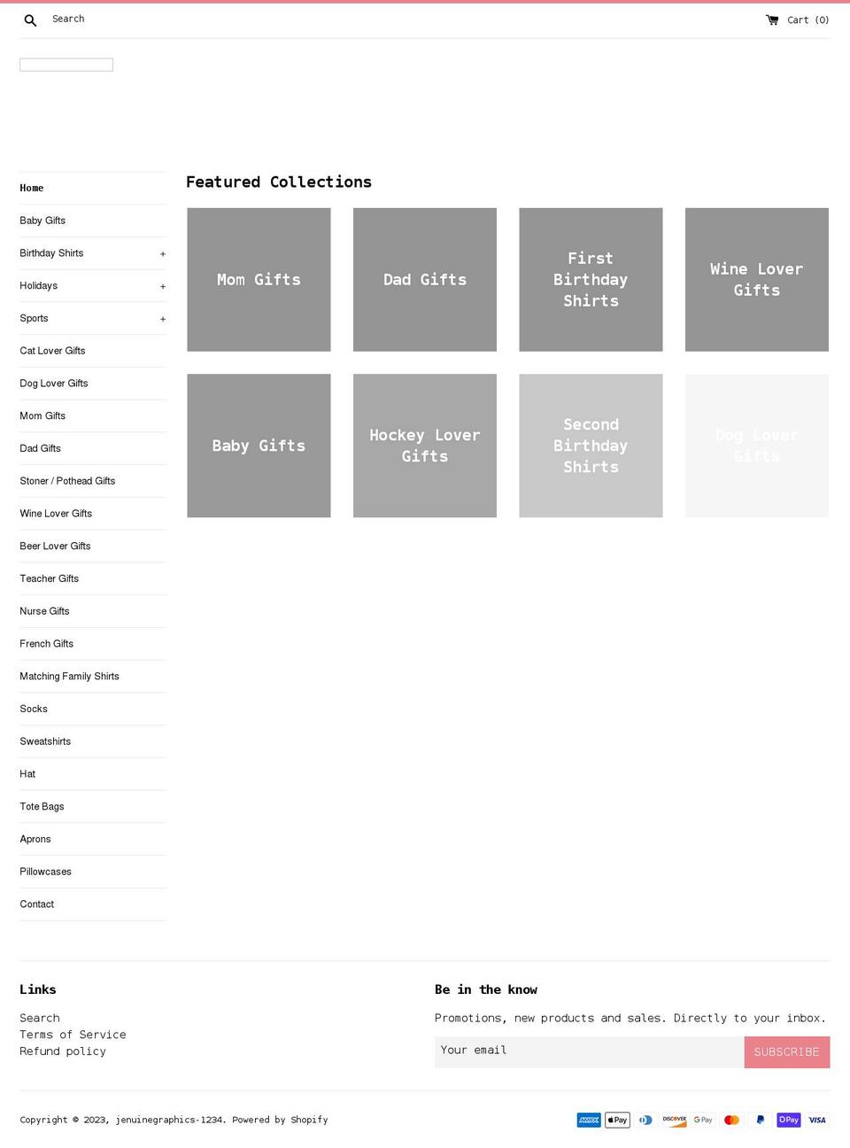 jenuinegraphics.com shopify website screenshot