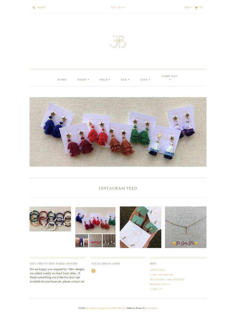 jenybakerdesigns.com shopify website screenshot