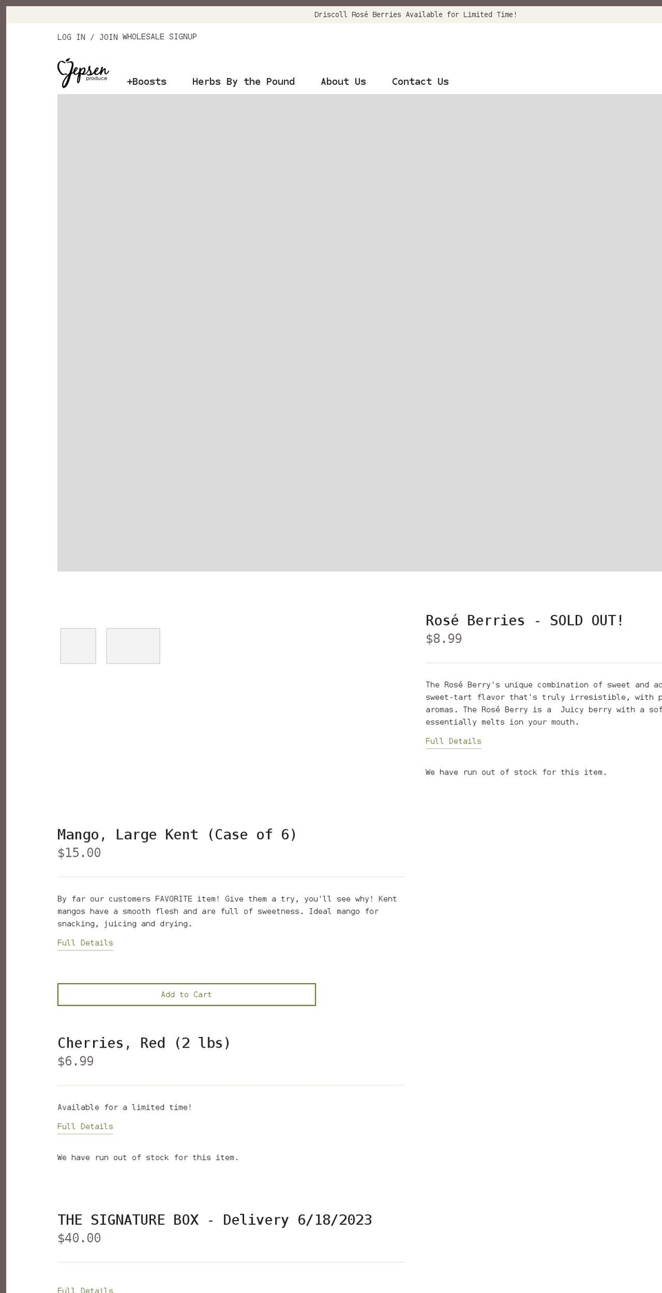 jepsenproduce.com shopify website screenshot