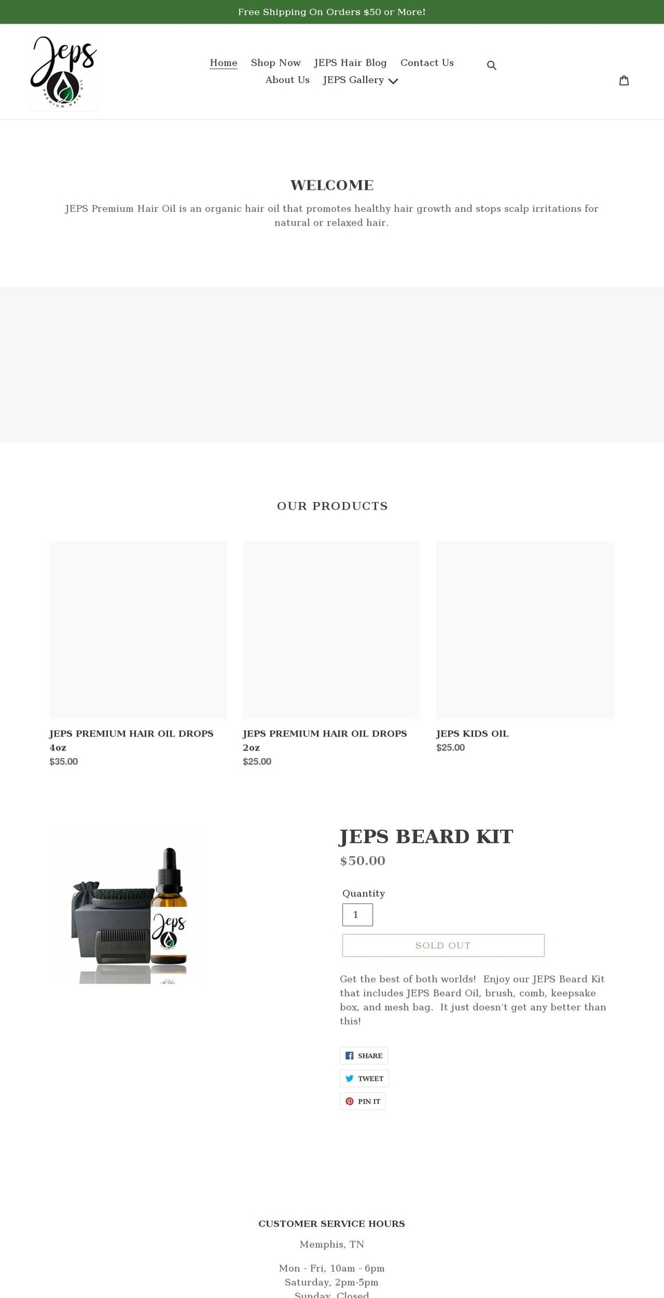 jepspremiumhairoil.com shopify website screenshot
