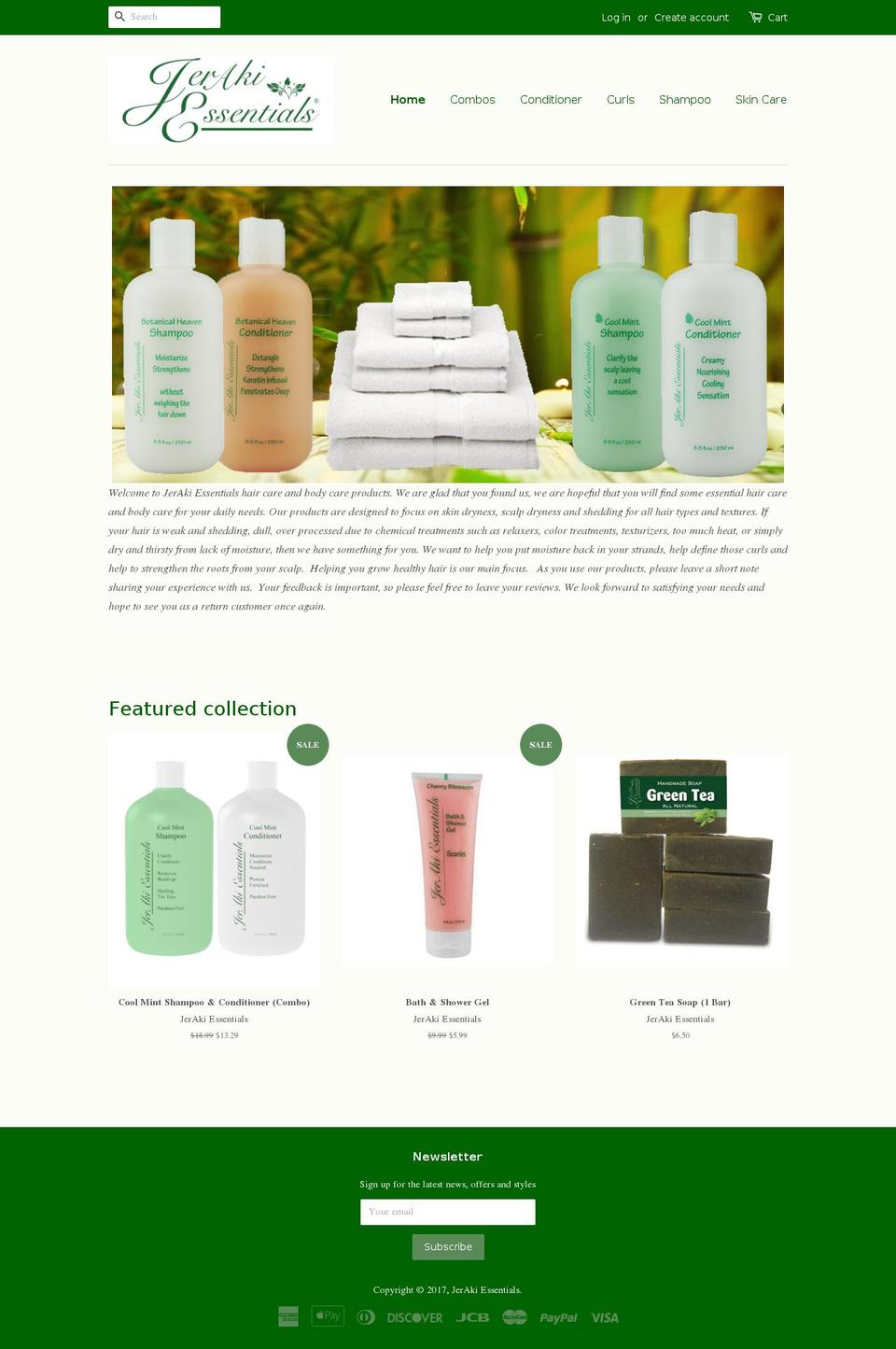 jerakiessentials.com shopify website screenshot