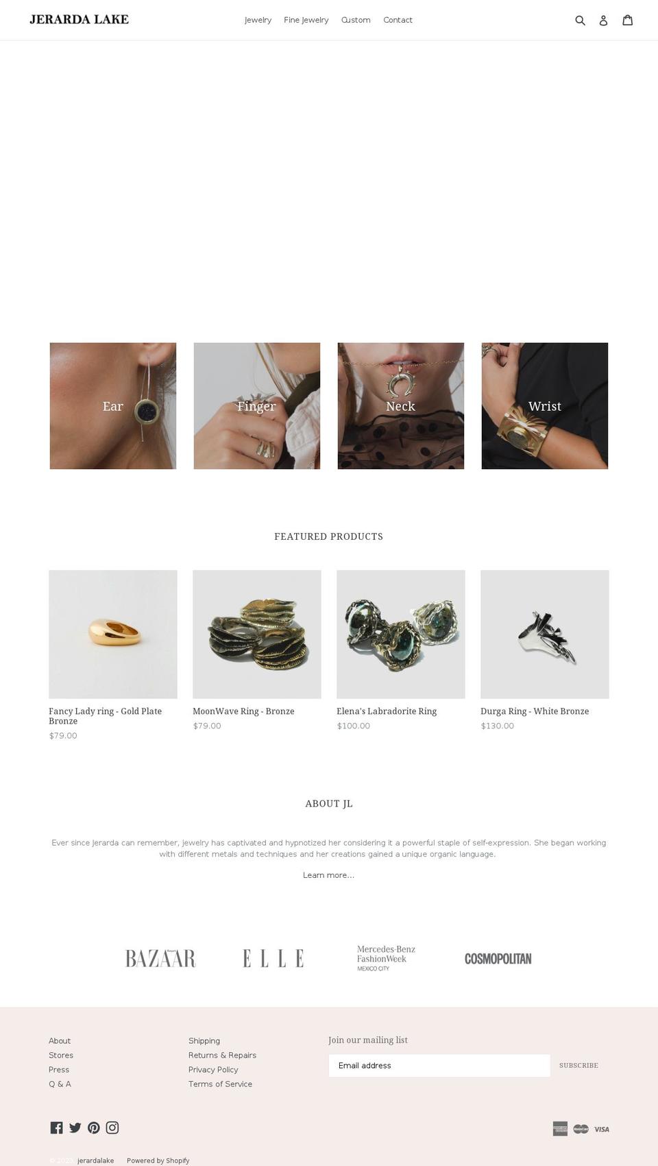 jerardalake.com shopify website screenshot
