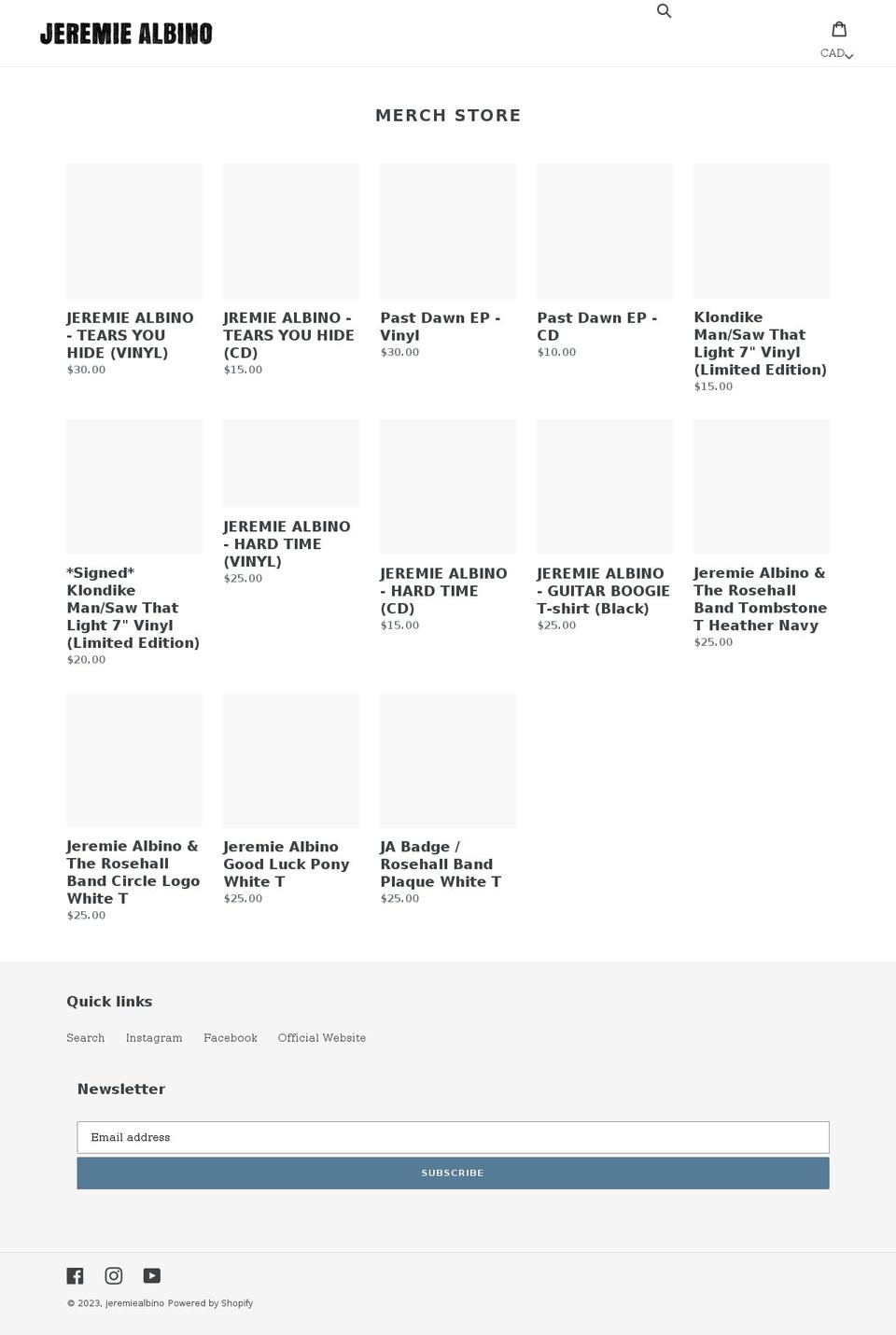 jeremiealbino.myshopify.com shopify website screenshot