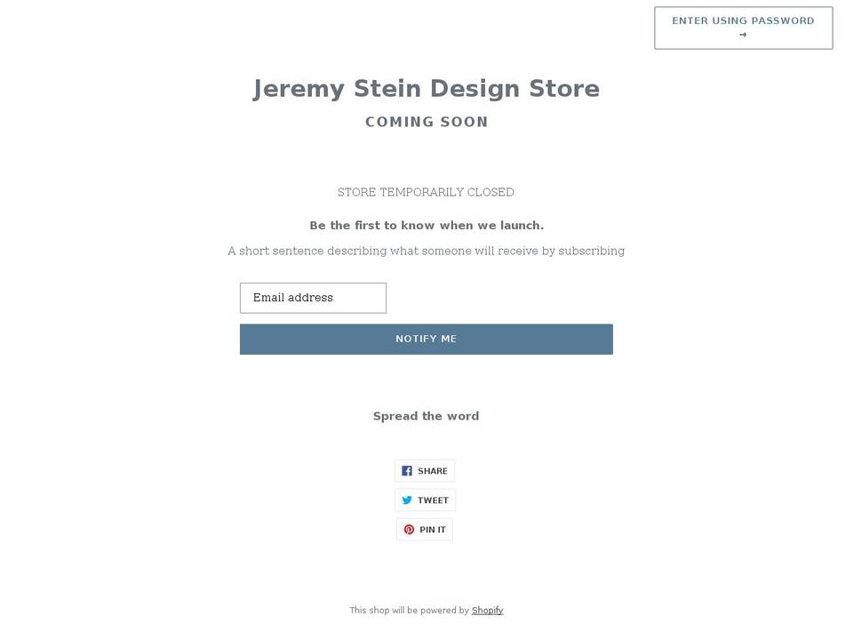 jeremysteindesignstore.com shopify website screenshot