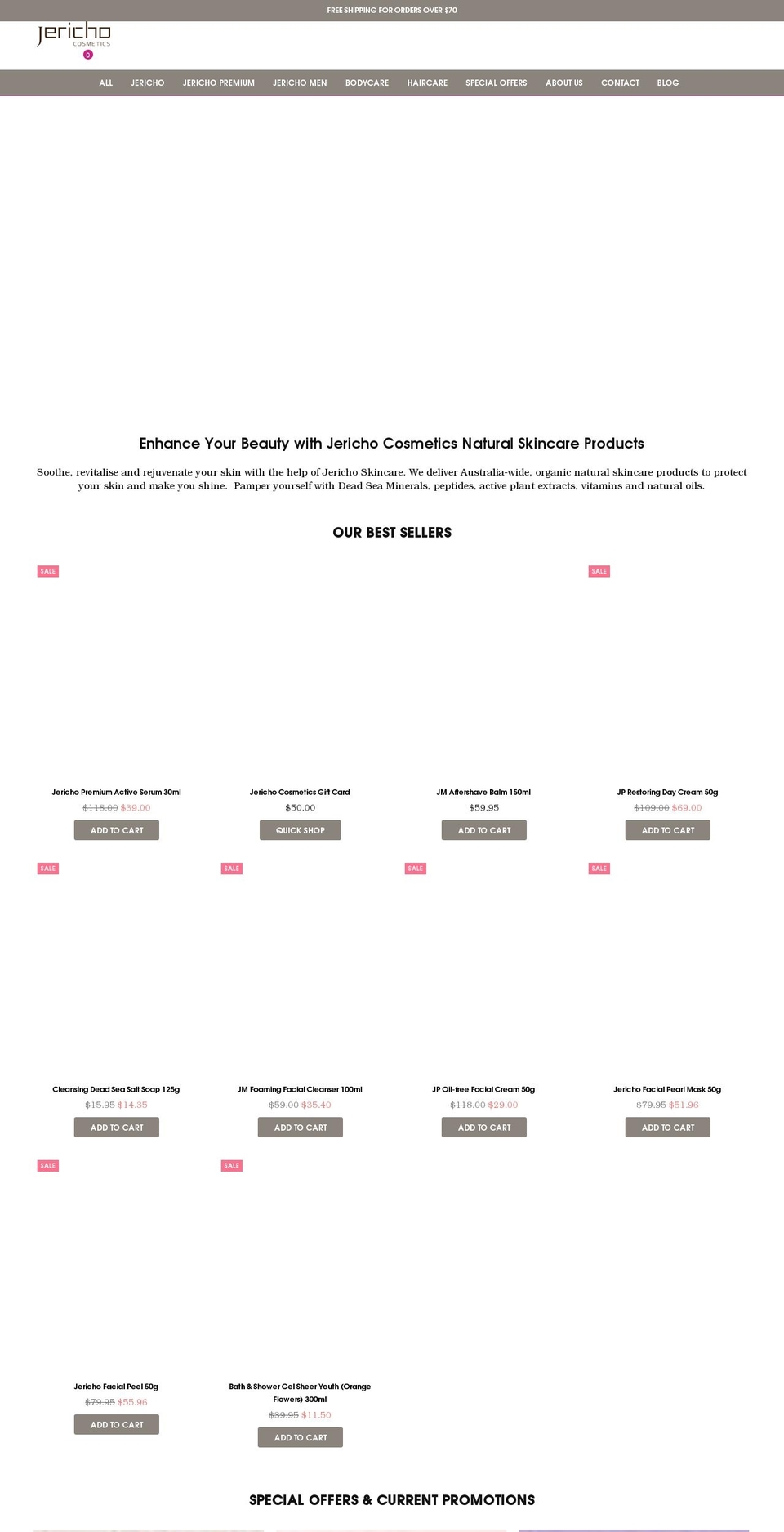 jerichoskincare.com.au shopify website screenshot