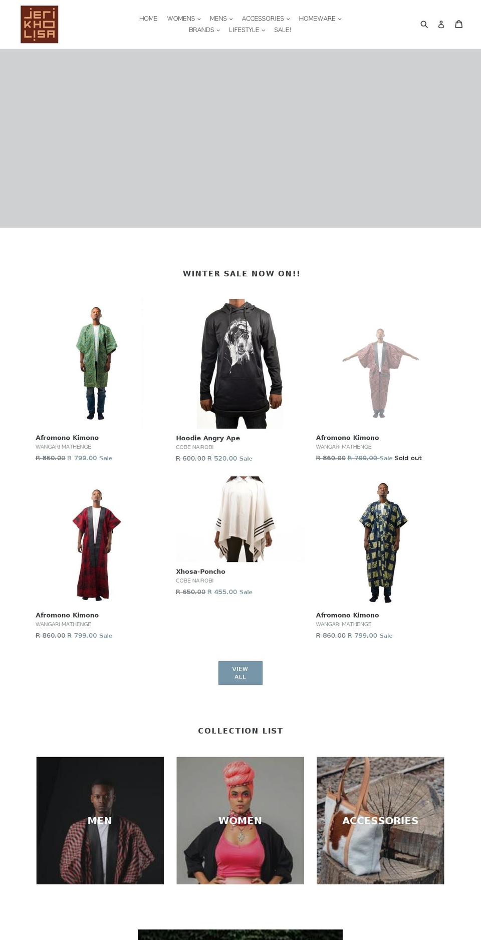 jerikholisa.com — Shopify storefront screenshot