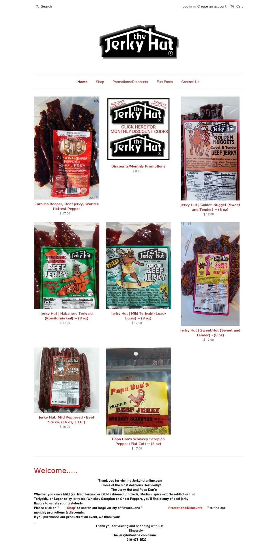 jerkyhutonline.com — Shopify storefront screenshot