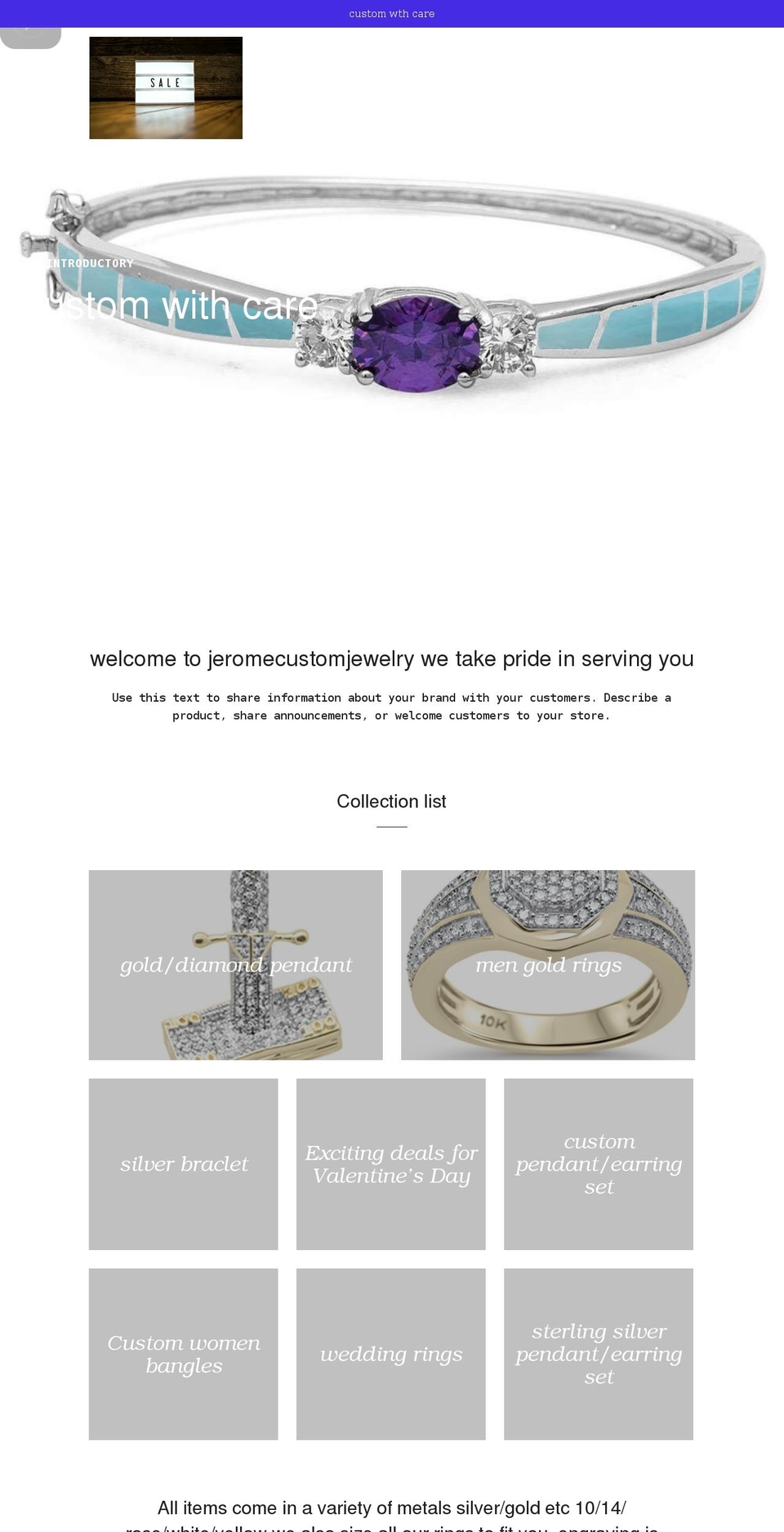 jeromecustomjewelry.com shopify website screenshot