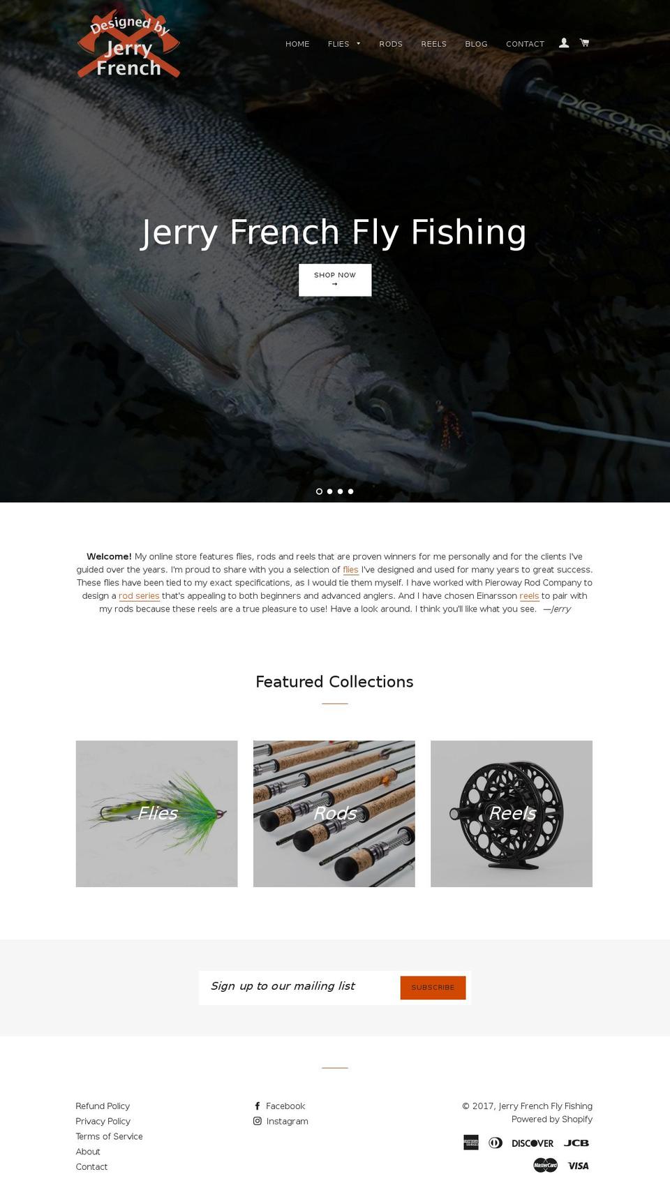 jerryfrenchflyfishing.com shopify website screenshot