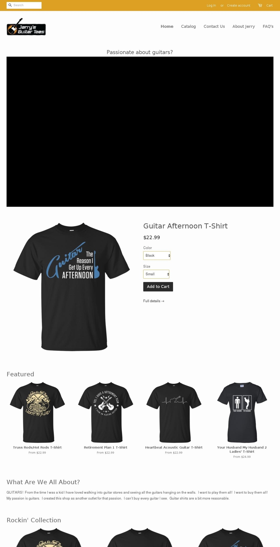 jerrysguitartees.com — Shopify storefront screenshot