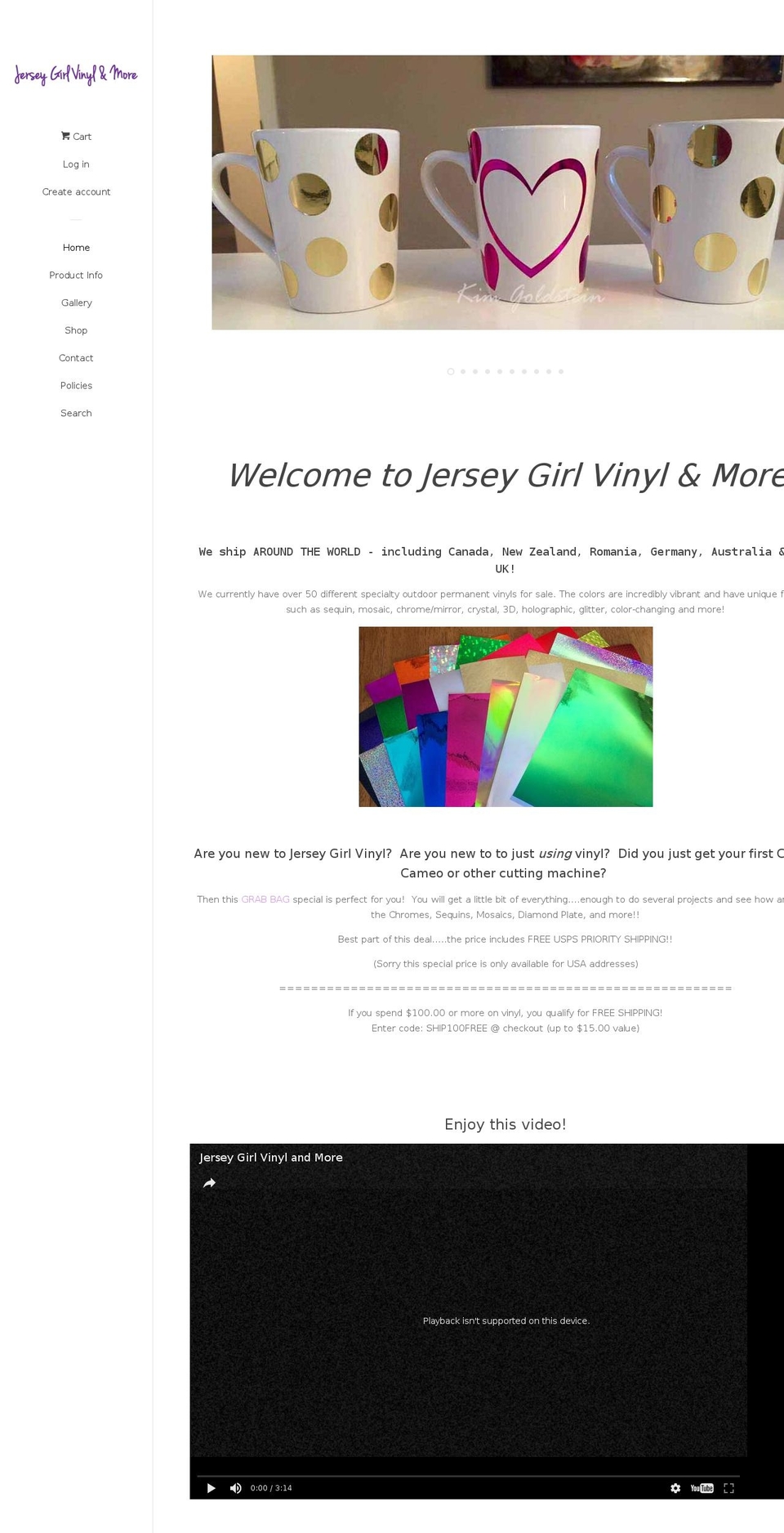 jerseygirlvinylandmore.com shopify website screenshot