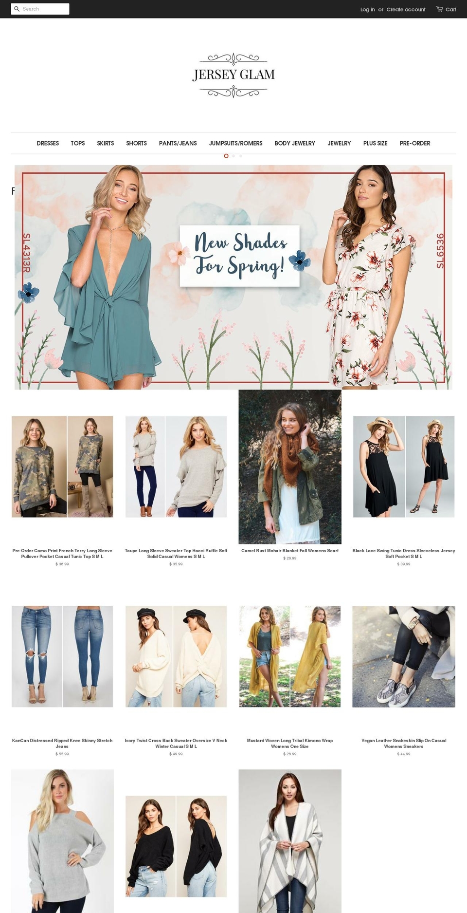 jerseyglam.net shopify website screenshot