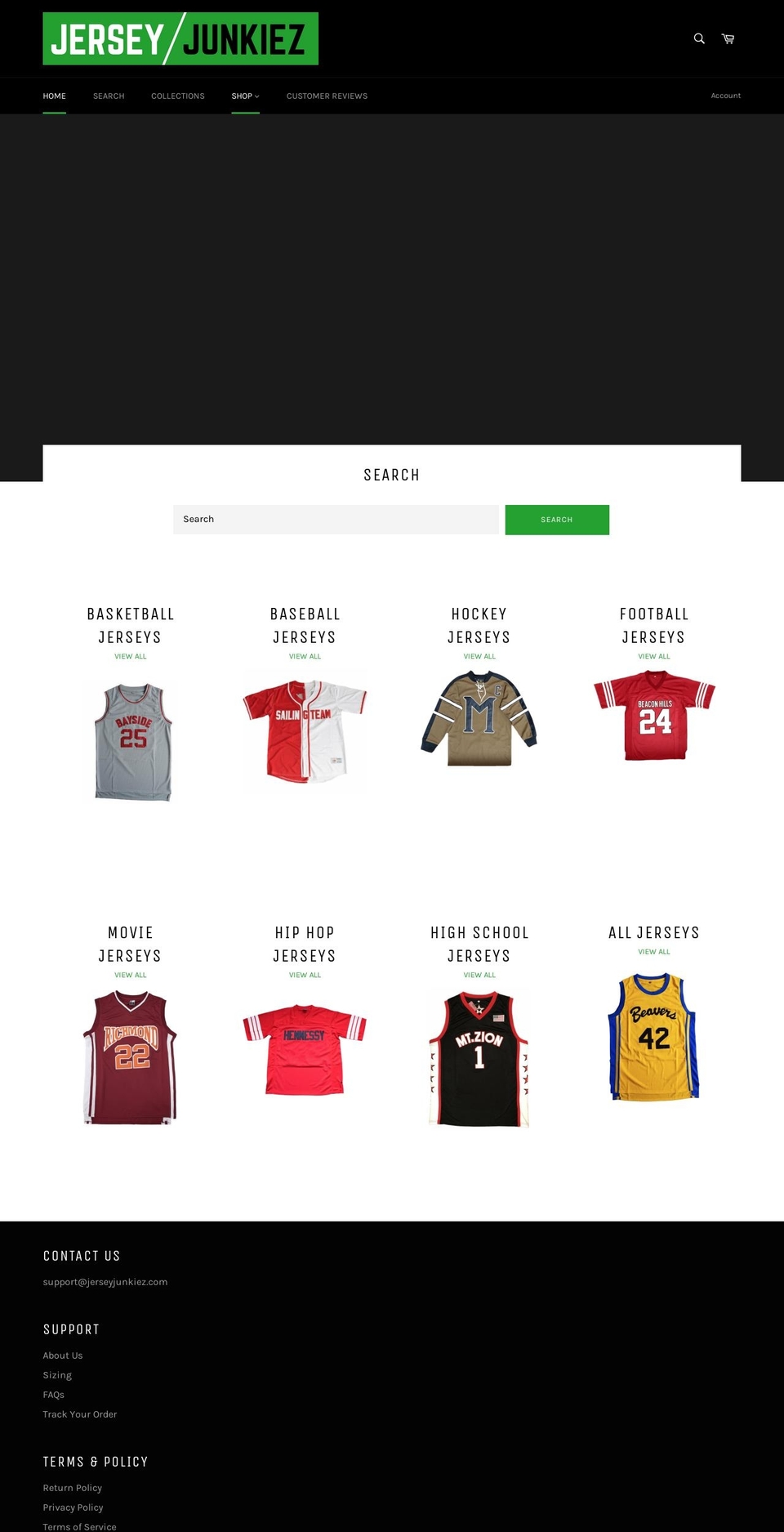 jerseyjunkiez.com shopify website screenshot