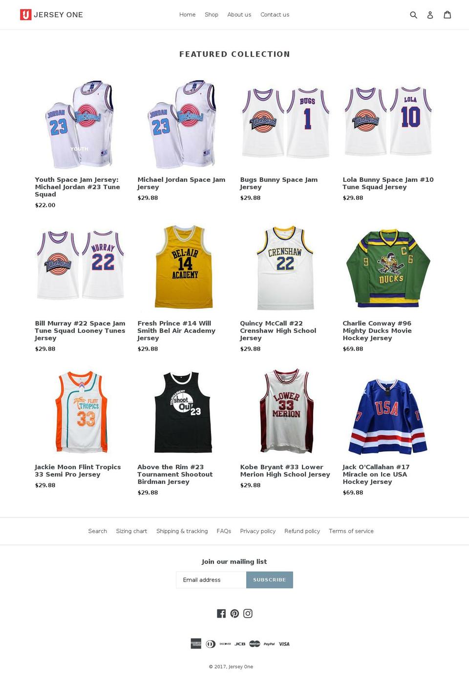 jerseyones.myshopify.com shopify website screenshot