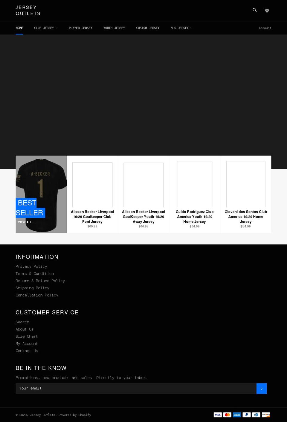 jerseyoutlets.myshopify.com shopify website screenshot