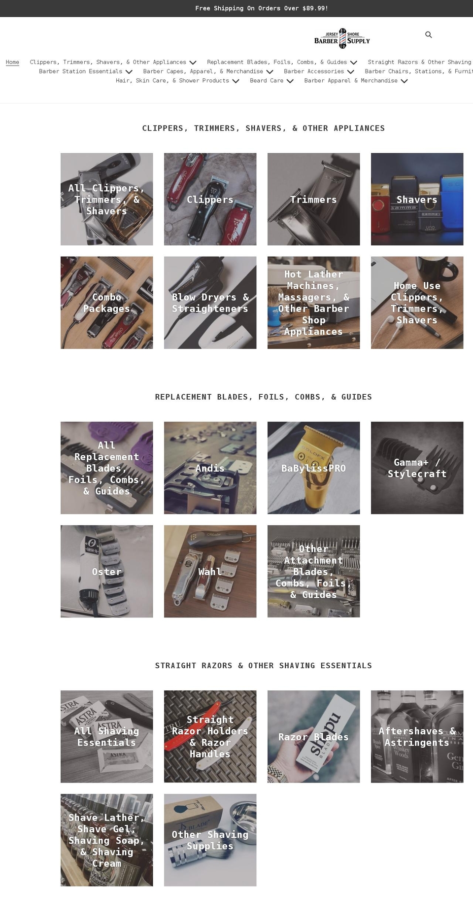 jerseyshorebarbersupply.com shopify website screenshot