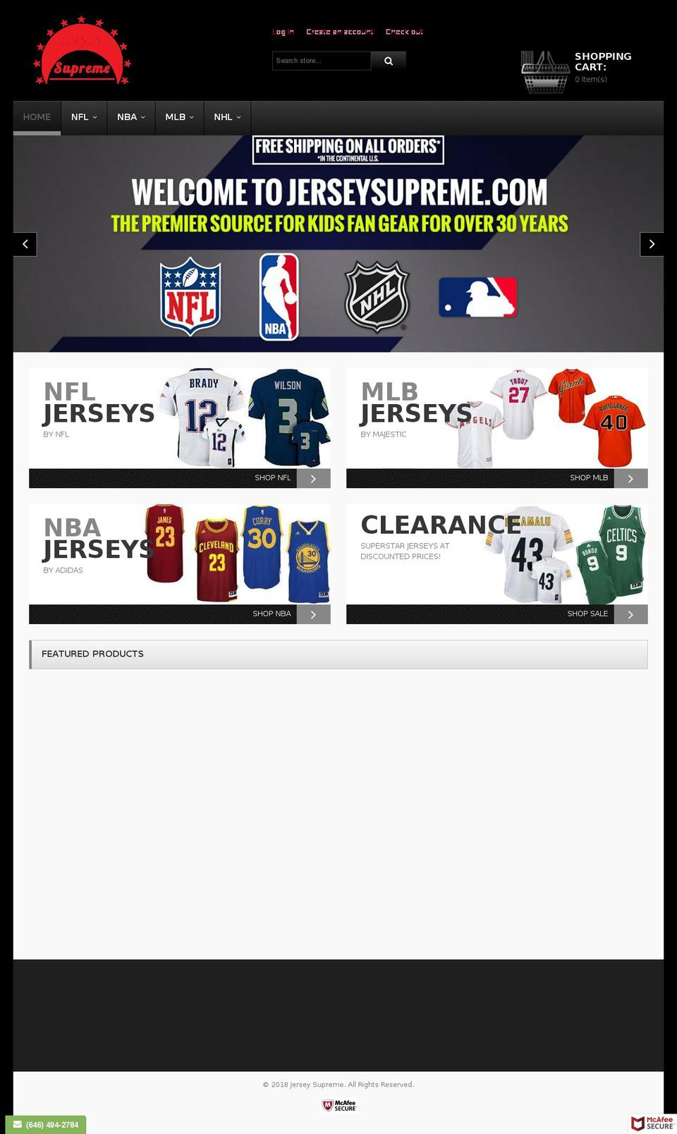 jerseysupreme.com shopify website screenshot