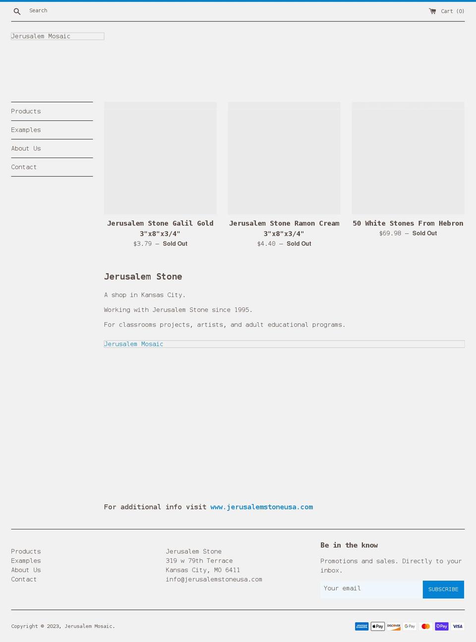 jerusalemmosaic.com shopify website screenshot