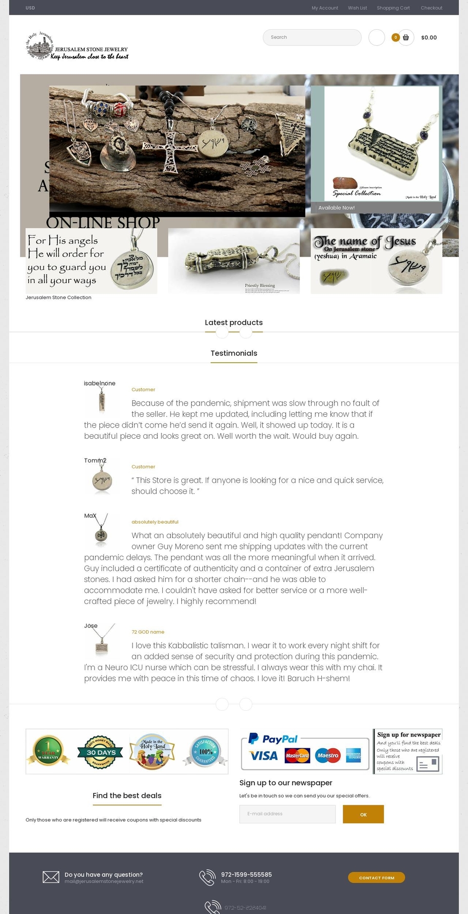 jerusalemstonejewelry.net shopify website screenshot