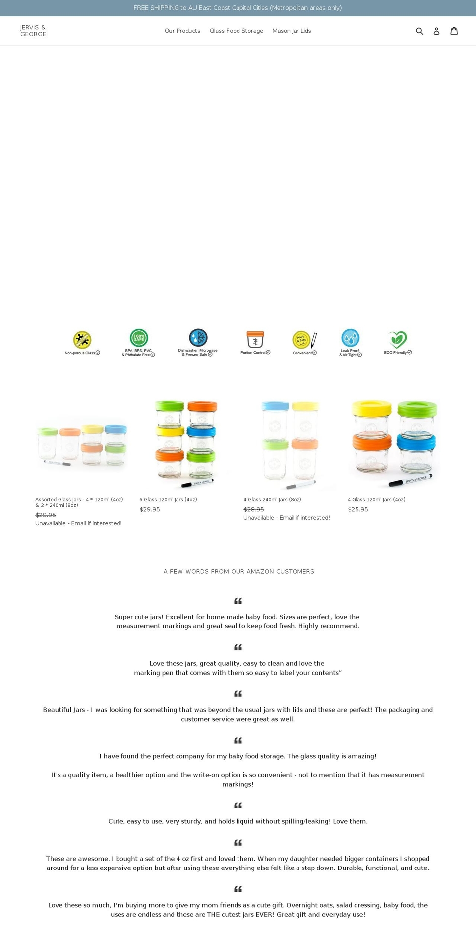 jervisandgeorge.com — Shopify storefront screenshot