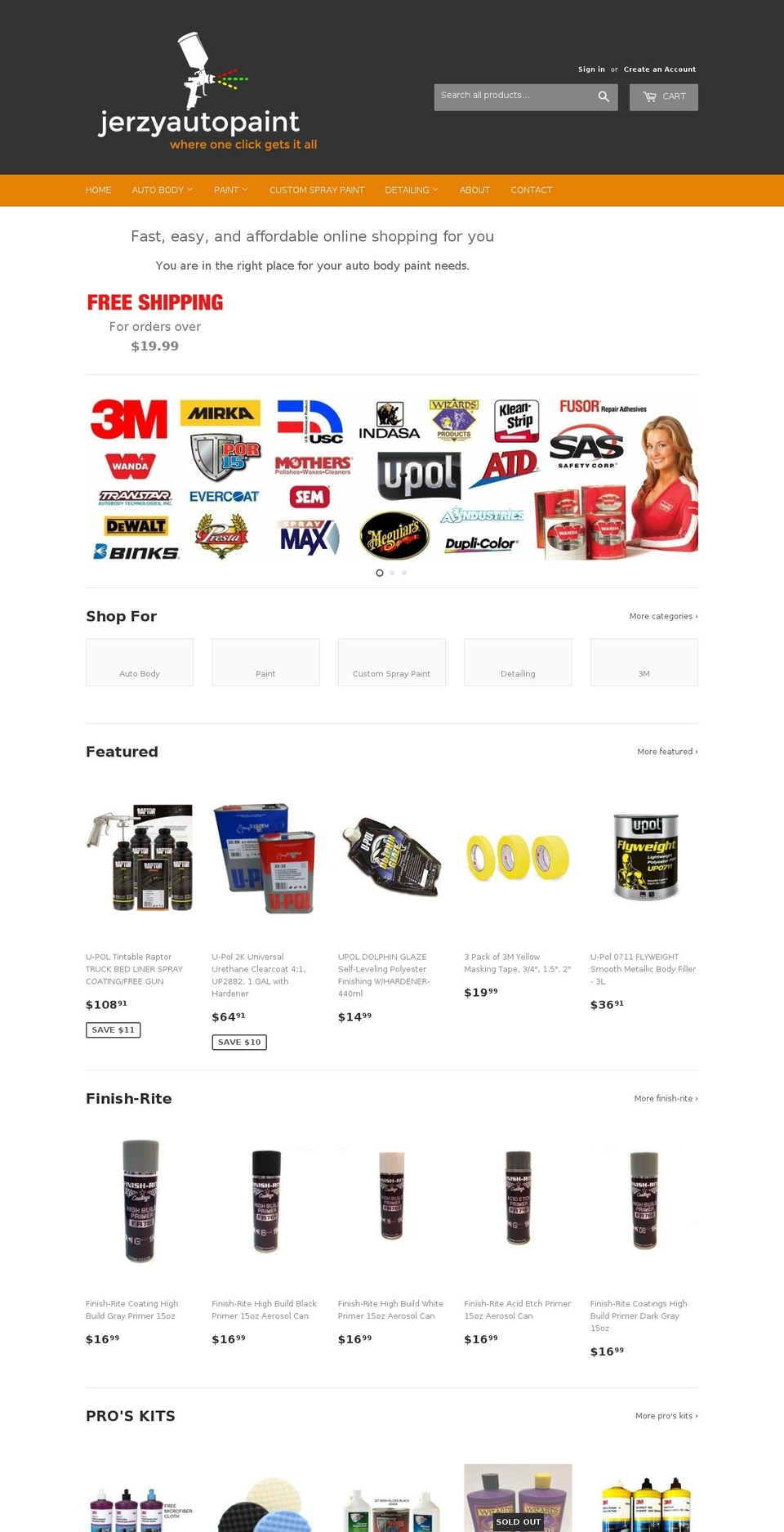 jerzyautopaint.com shopify website screenshot