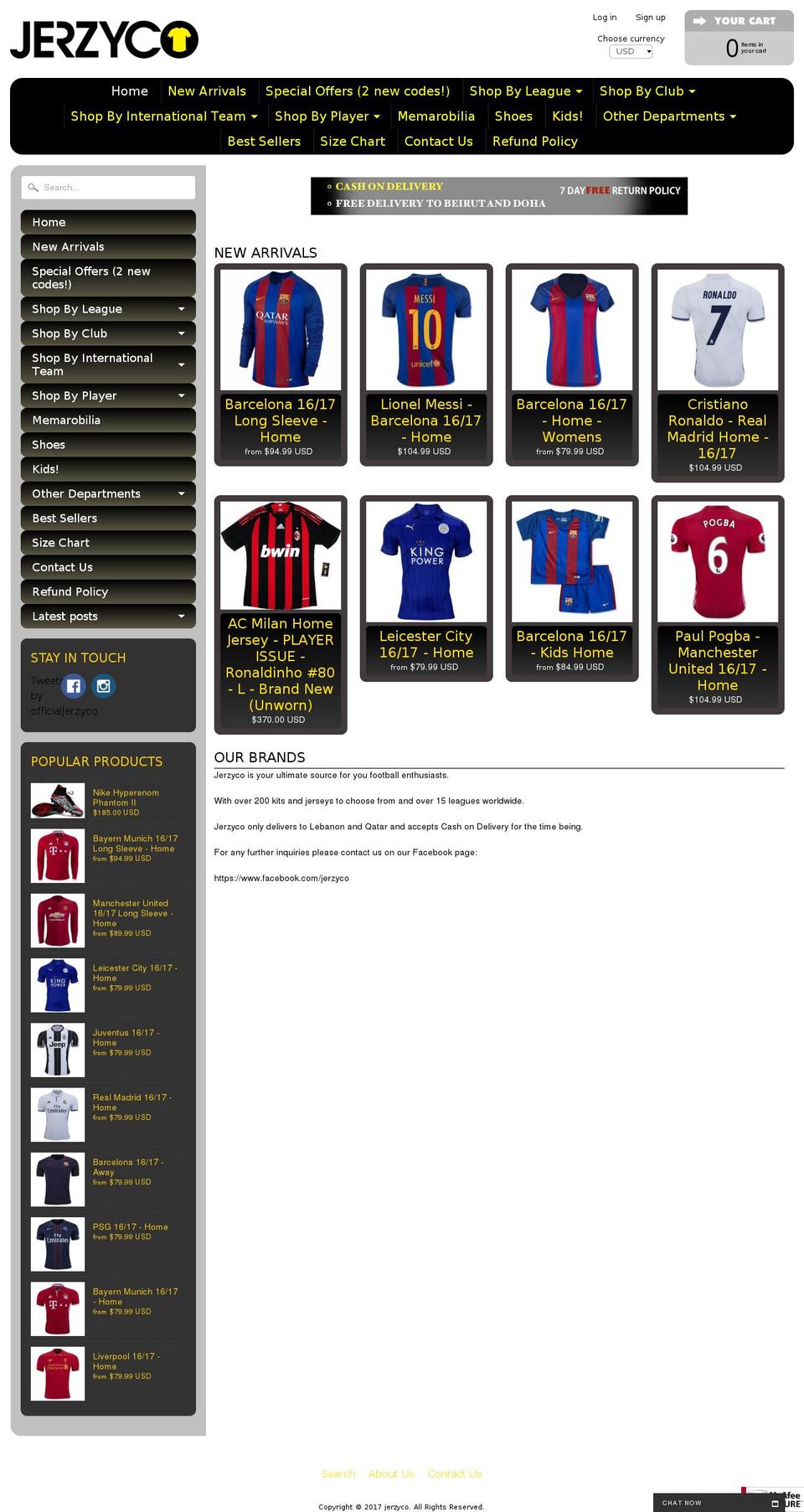 jerzyco.com shopify website screenshot