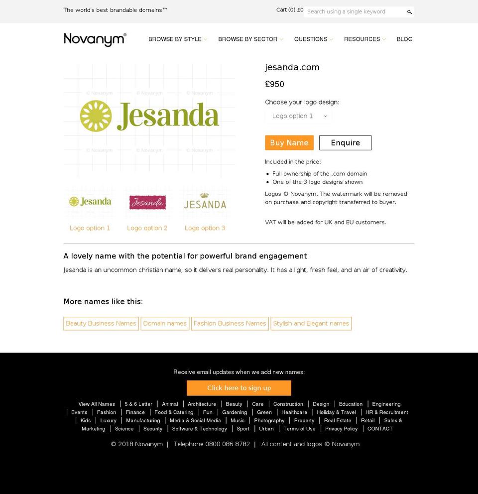 LIVE + Wishlist Email Shopify theme site example jesanda.com