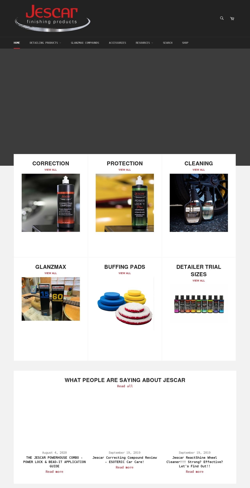 jescarfinishing.com shopify website screenshot