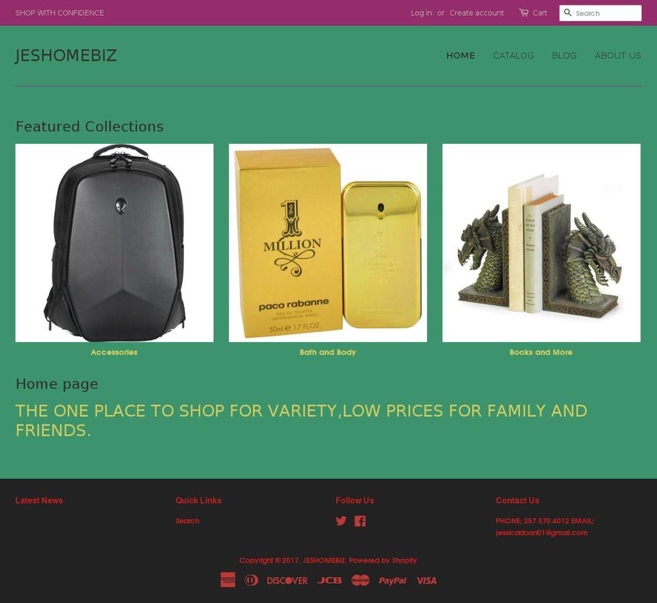 jeshomebiz.com shopify website screenshot