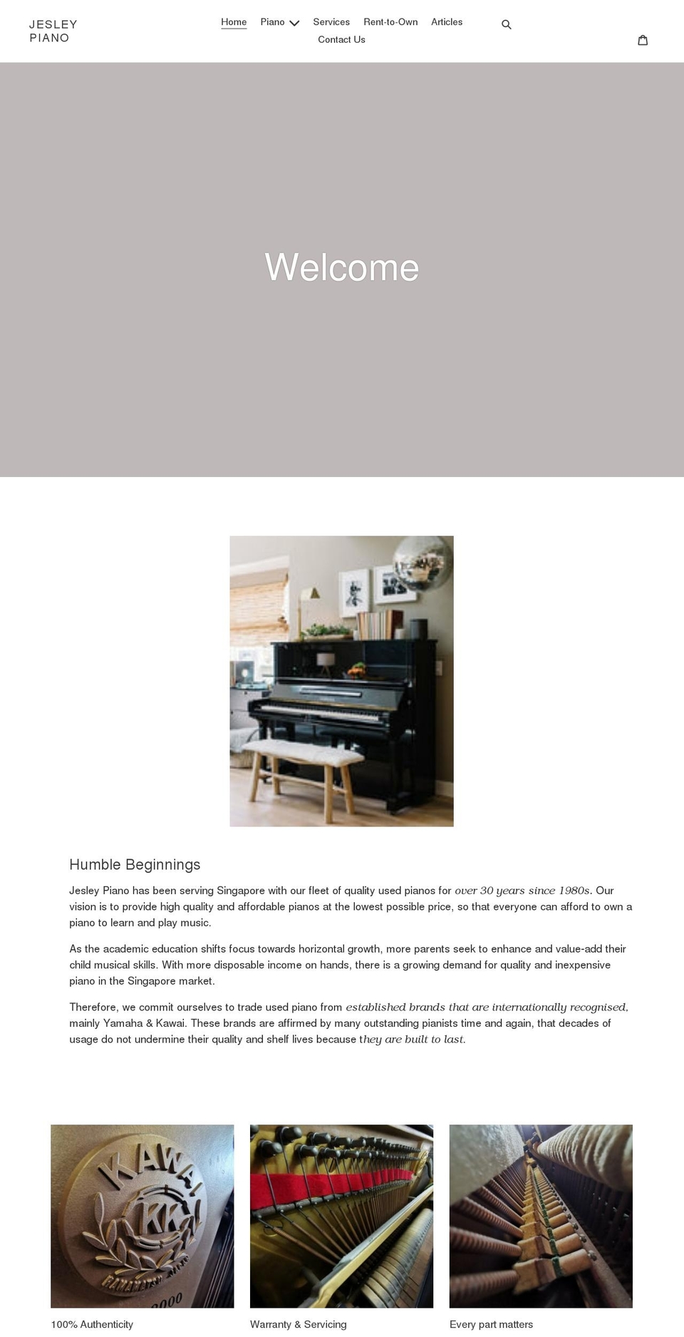 jesleypiano.com shopify website screenshot