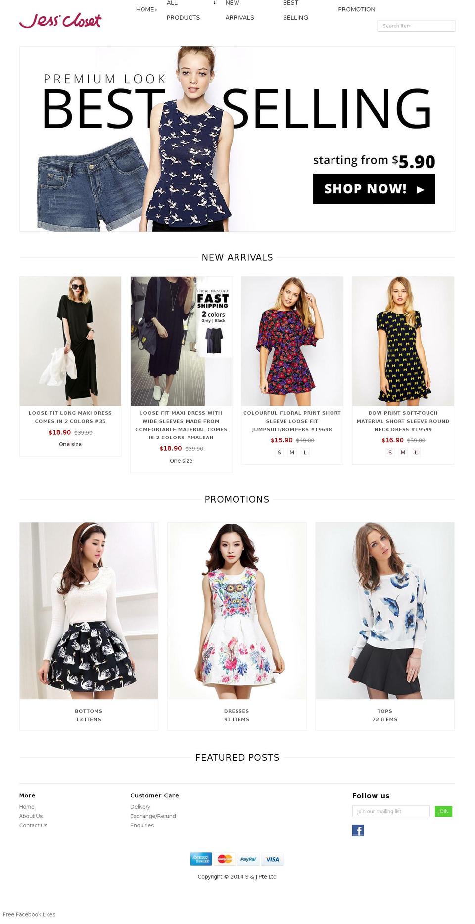 jess-closet.com shopify website screenshot