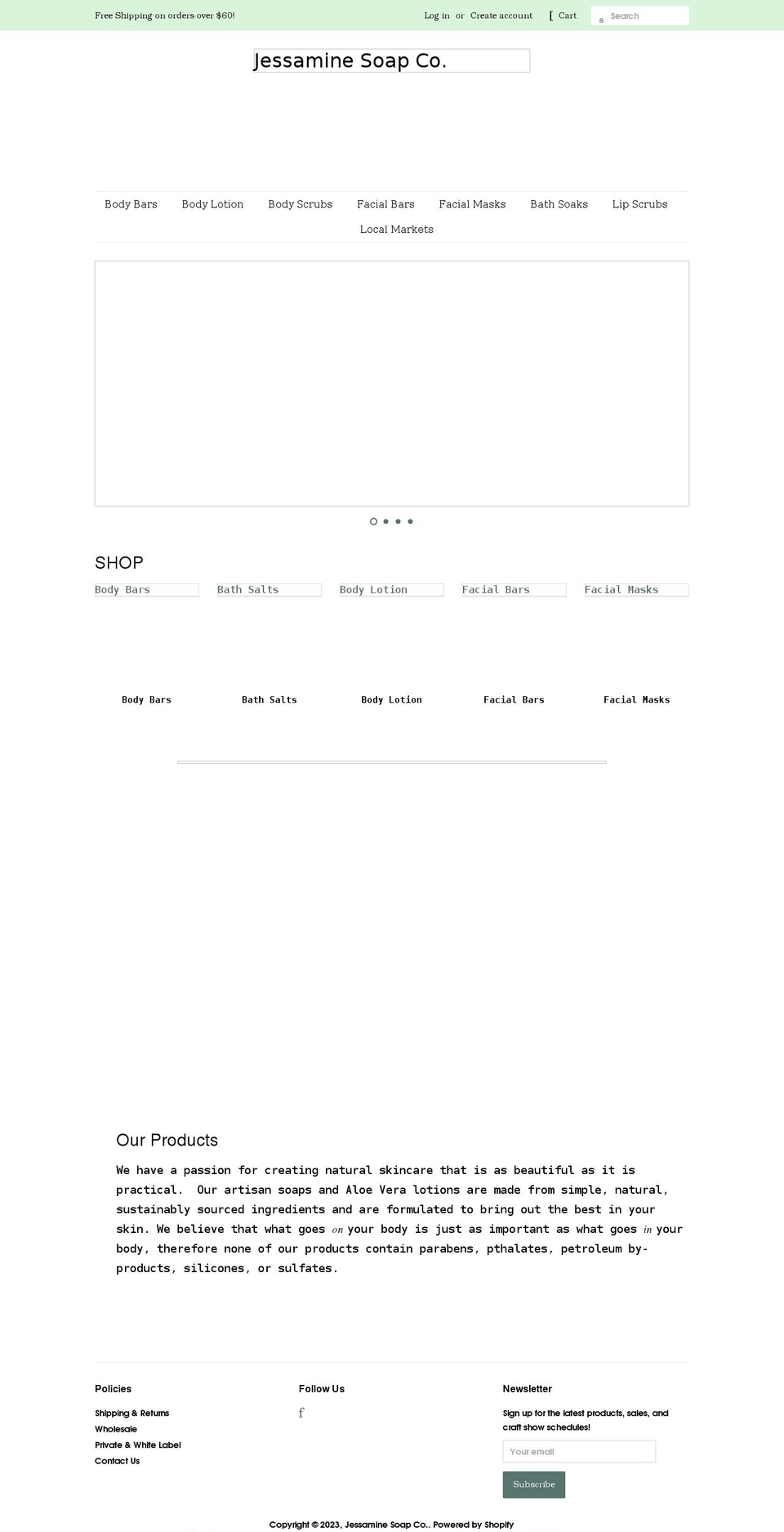 jessaminesoapco.com shopify website screenshot