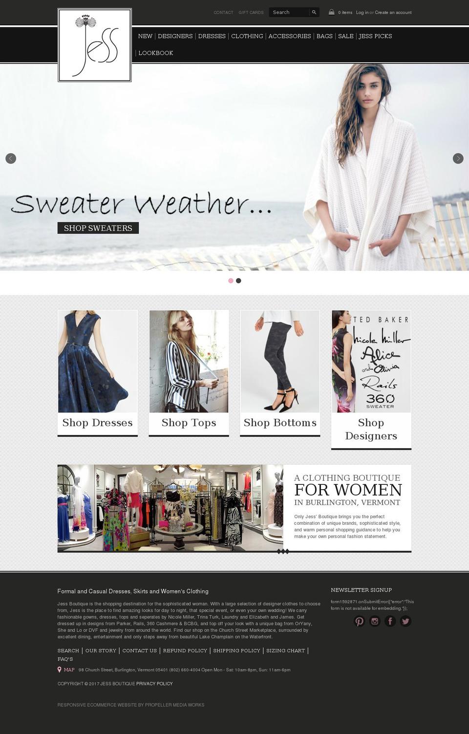 jessboutique.com shopify website screenshot