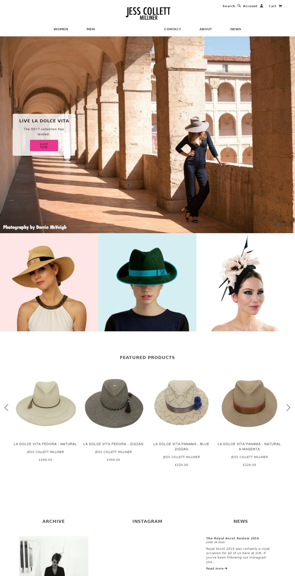 jesscollettmilliner.com shopify website screenshot