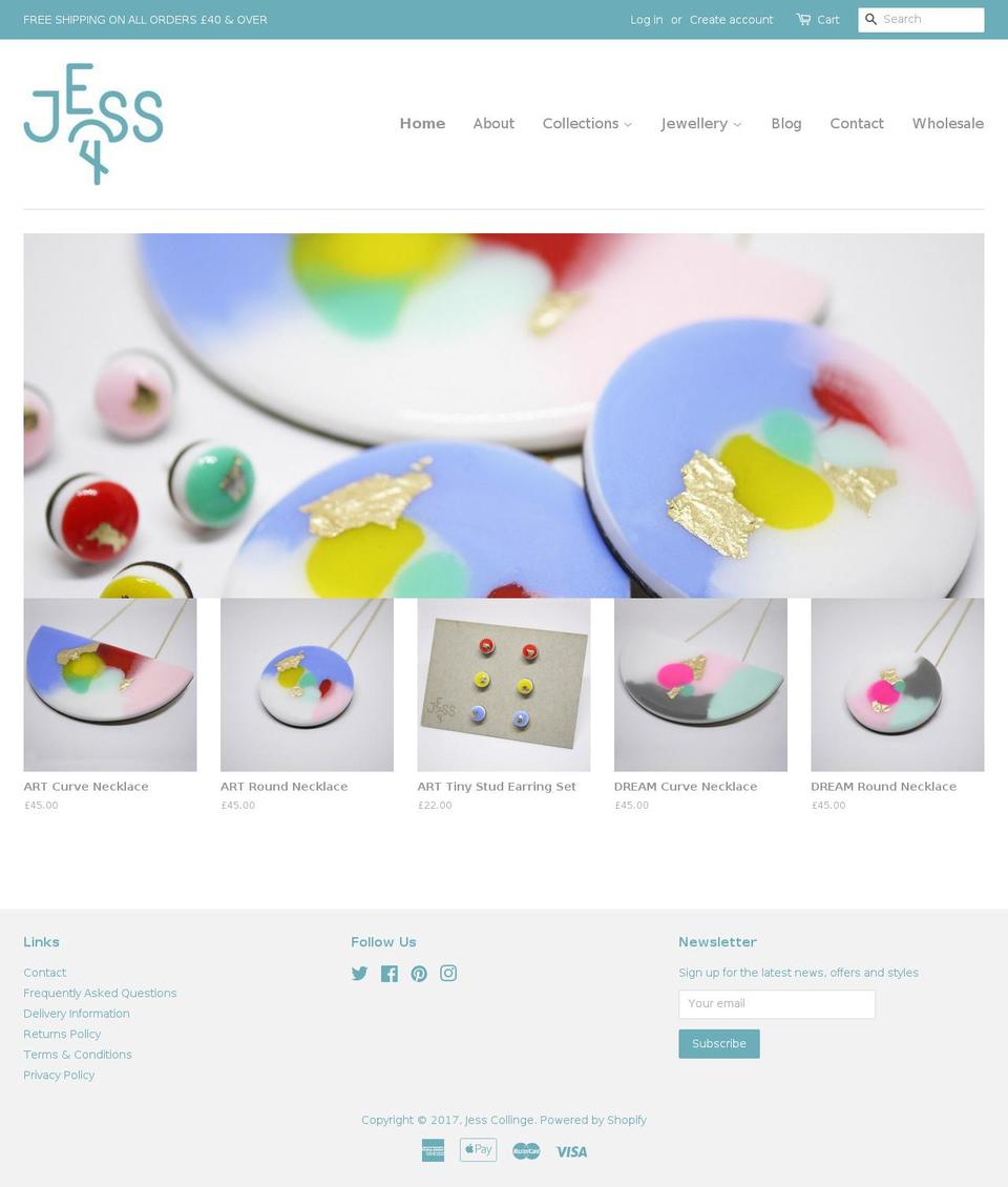 jesscollinge.com shopify website screenshot