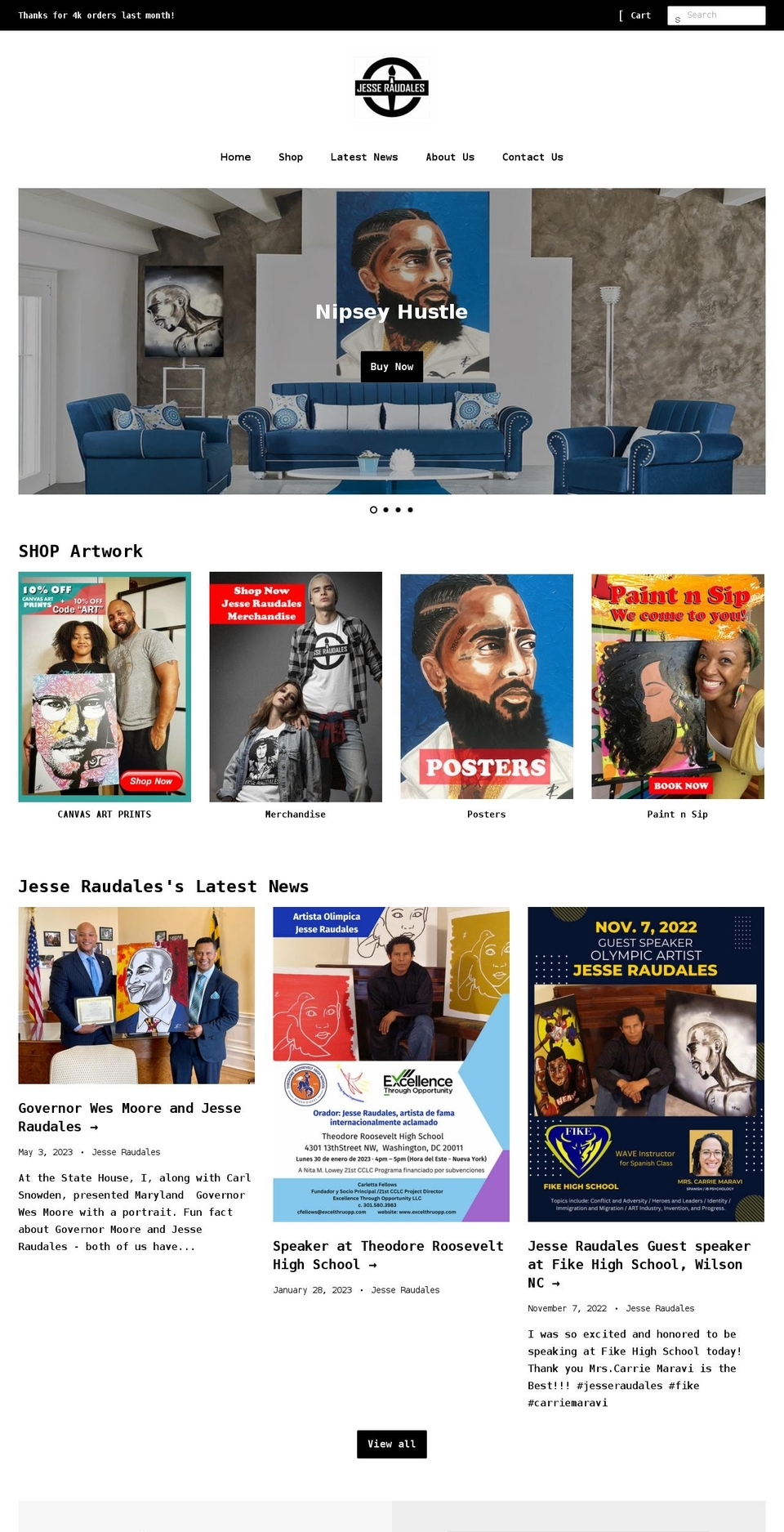 jesseraudales.com shopify website screenshot